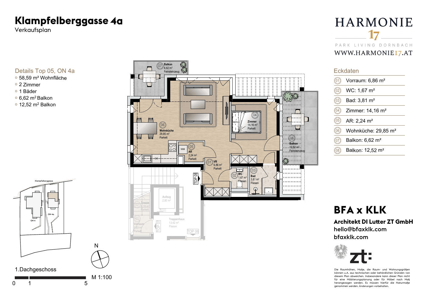 Floorplan Villa 4a Top 5 — Harmonie 17 — 2 Rooms — 58.6 m² — DG1