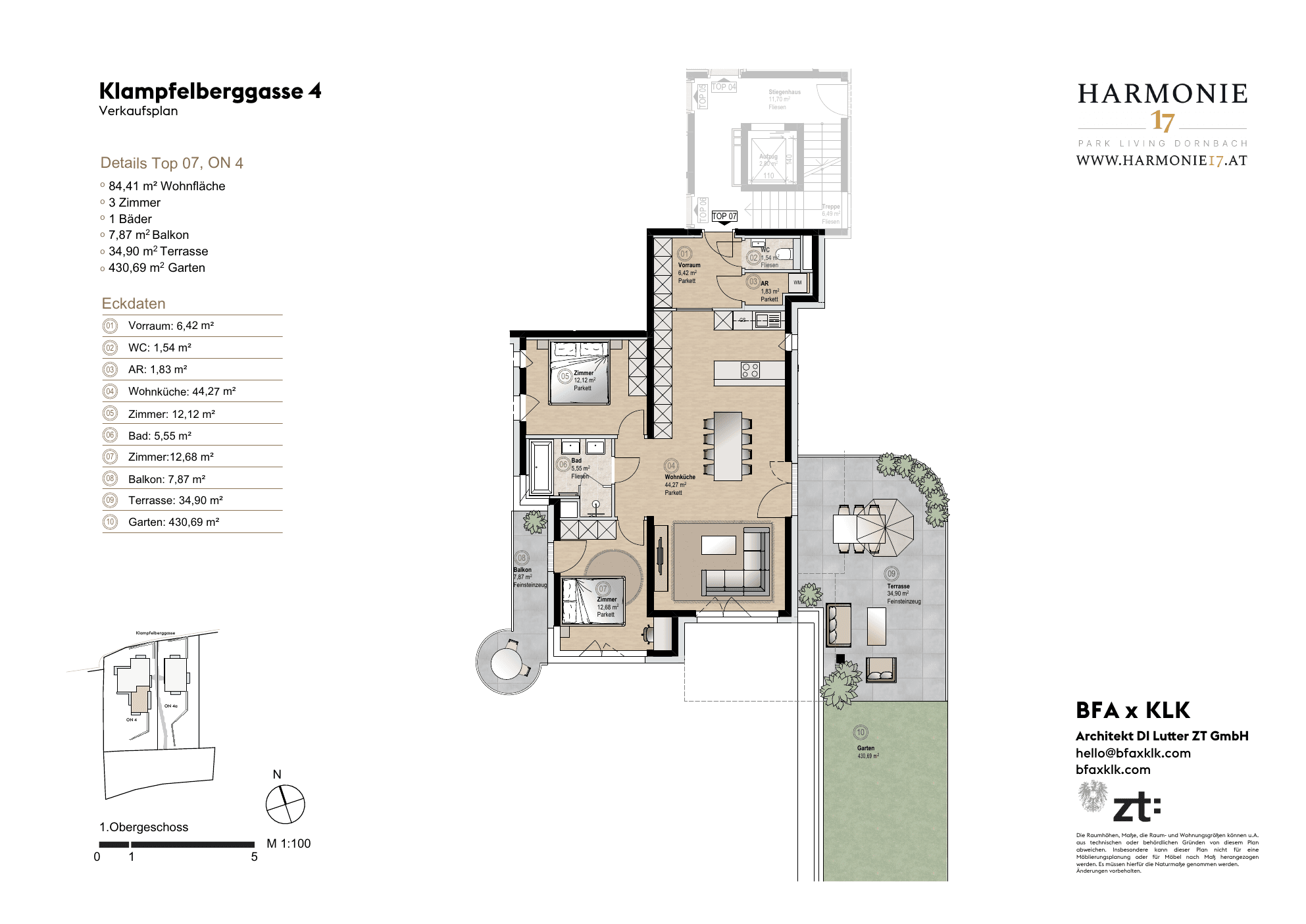 Floorplan Villa 4 Top 7 — Harmonie 17 — 3 Rooms — 84.4 m² — OG — Floorplan 1/2