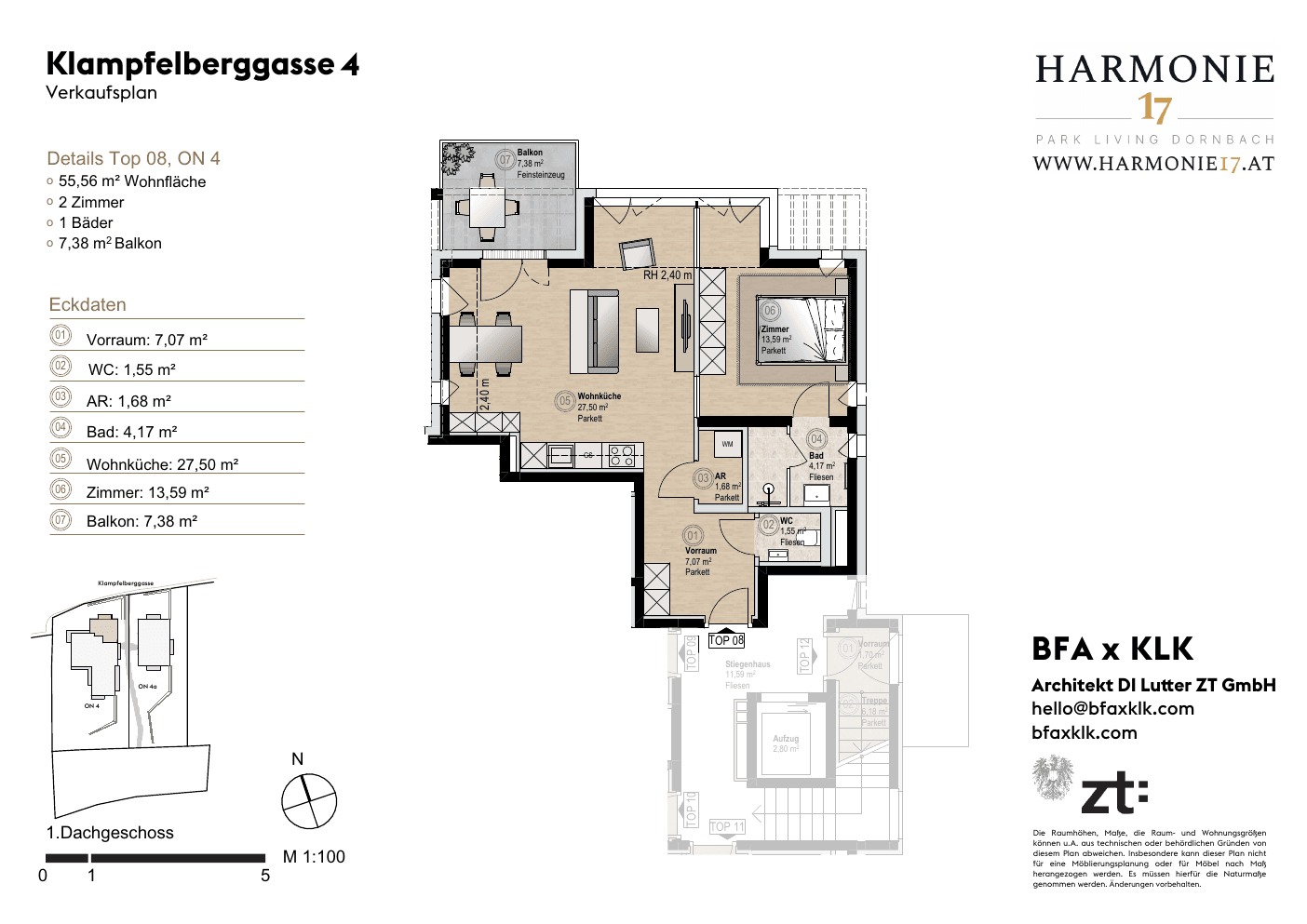 Floorplan Villa 4 Top 8 — Harmonie 17 — 2 Rooms — 55.6 m² — DG1