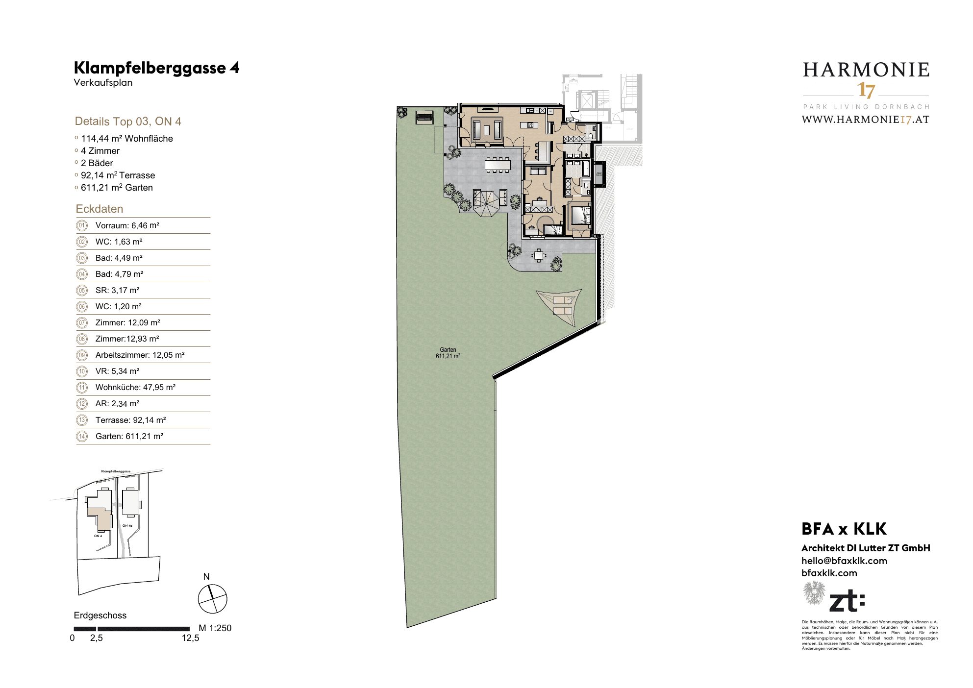 Grundriss Villa 4 Top 3 — Harmonie 17 — 4 Zimmer — 114,4 m² — EG — Grundriss 2/2