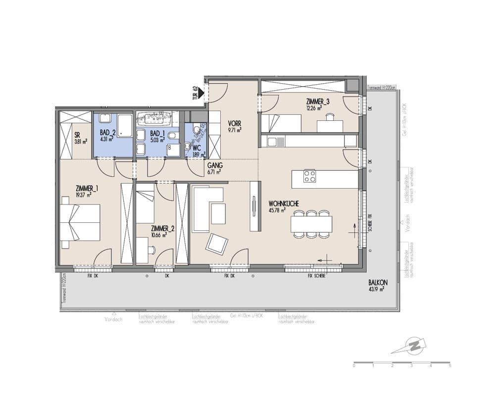 Grundriss Top 01-062 — Hof am Park — 4 Zimmer — 119,5 m² — 9. OG (DG)