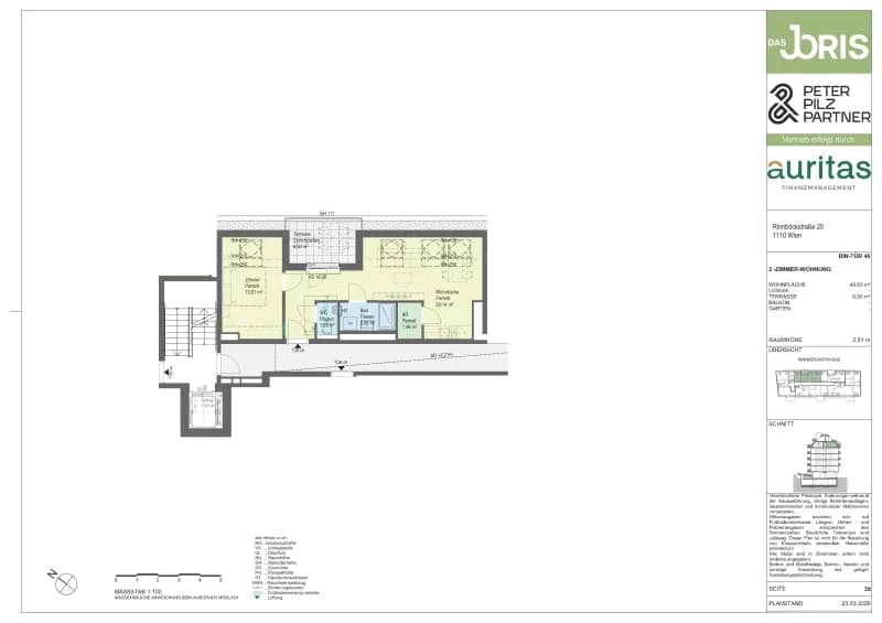 Floorplan Top 46 — JORIS — 3 Rooms — 50 m²