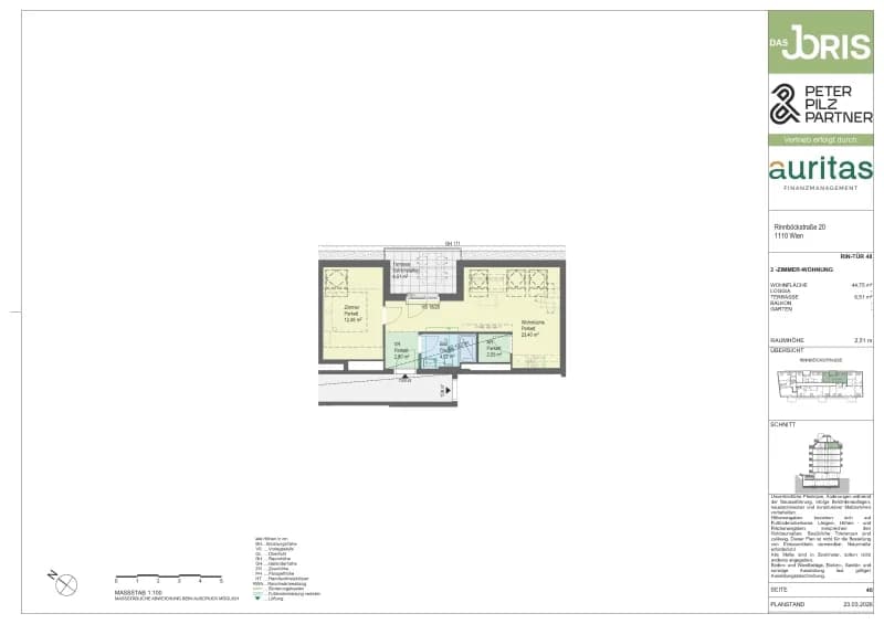 Grundriss Top 48 — Das JORIS — 2 Zimmer — 45 m²