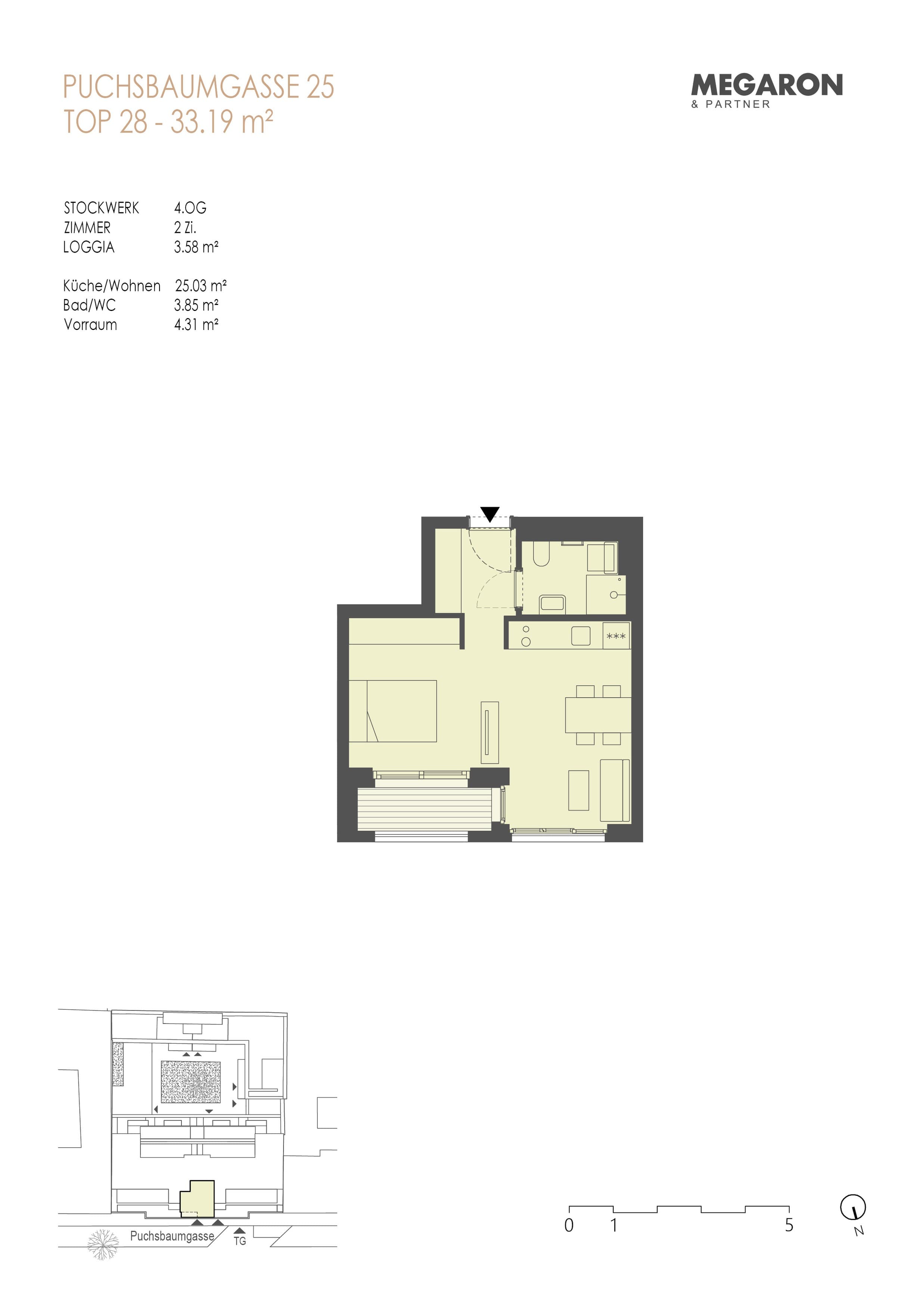 Floorplan Top 28 — Karl im X. — 2 Rooms — 33.2 m² — 4. OG