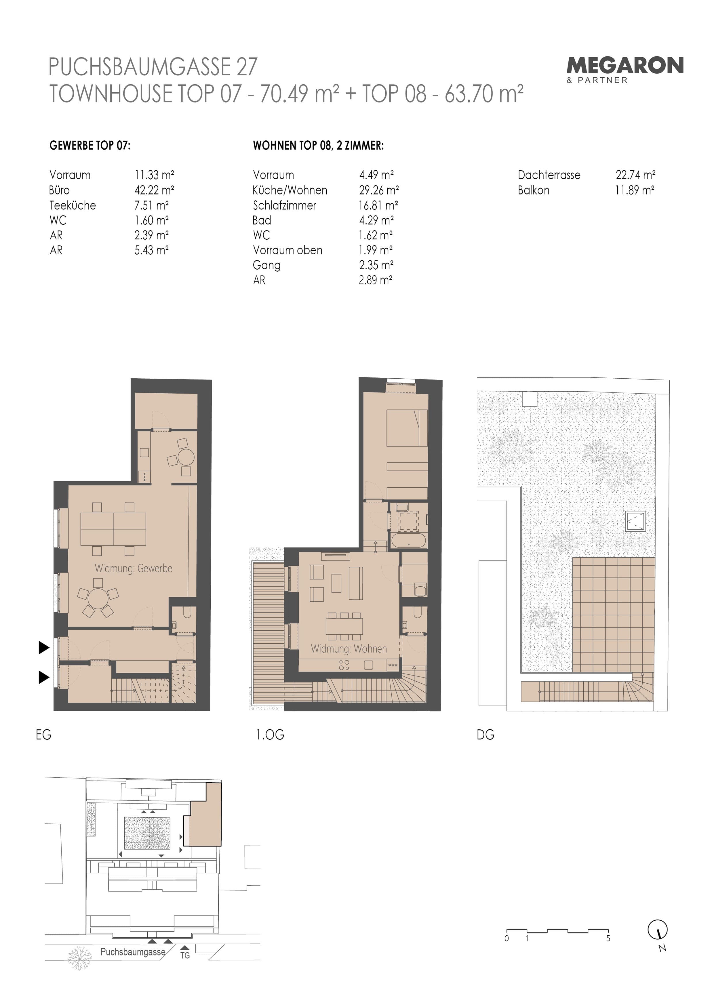 Grundriss Townhaus Top 27-07+08 — Karl im X. — 134,2 m² — EG
