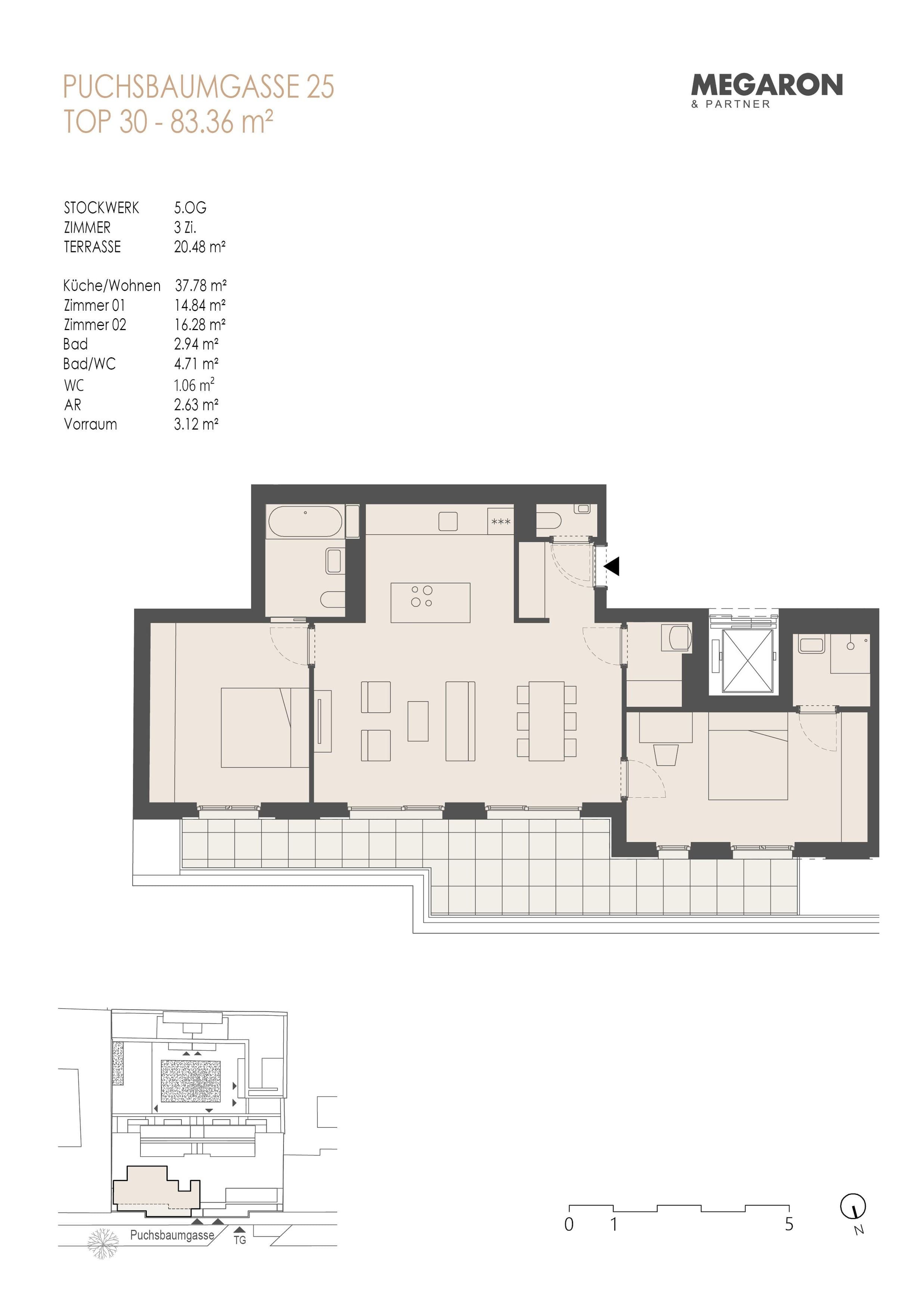 Floorplan Top 30 — Karl im X. — 3 Rooms — 83.4 m² — 1. DG