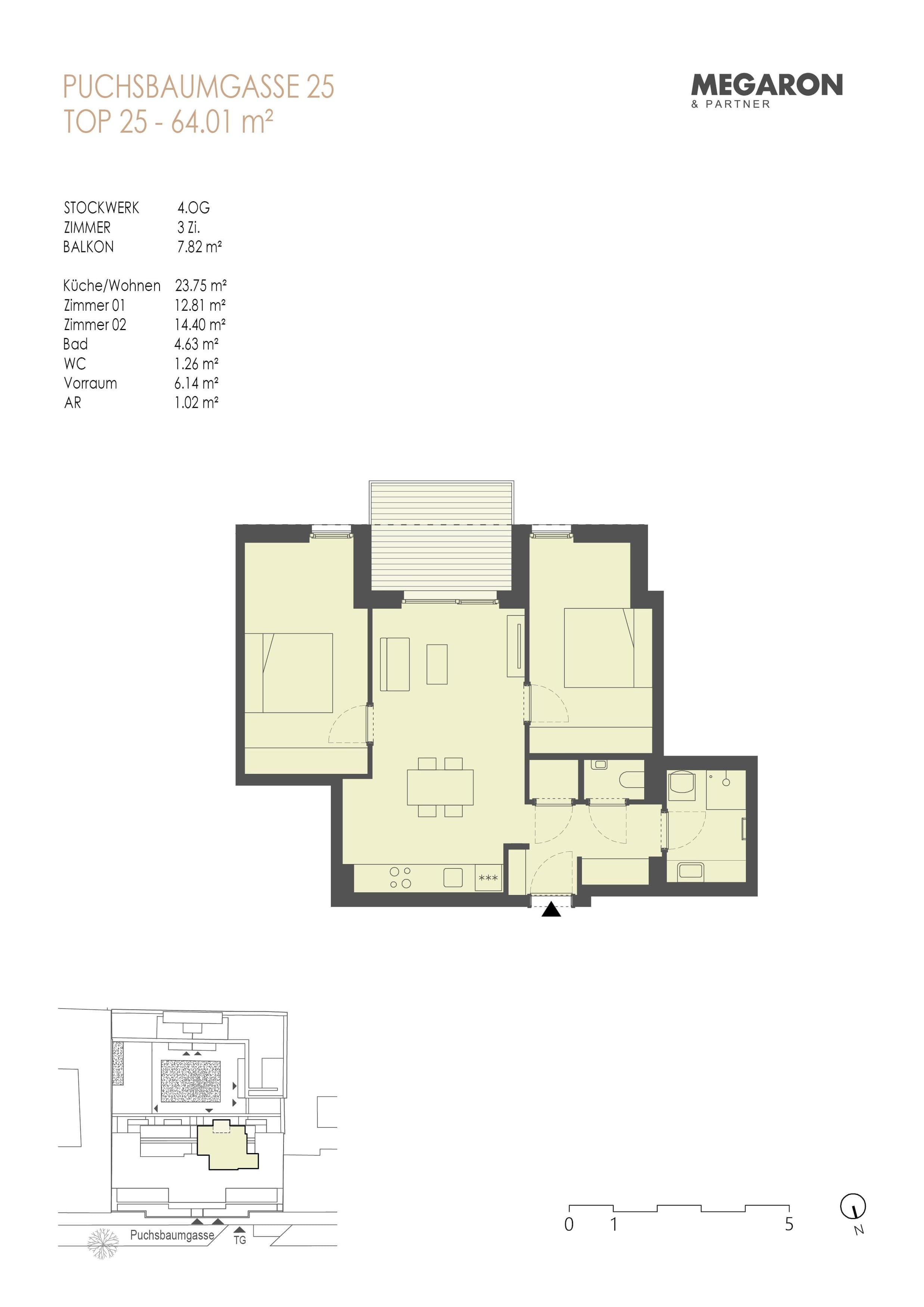Floorplan Top 25 — Karl im X. — 3 Rooms — 64 m² — 4. OG