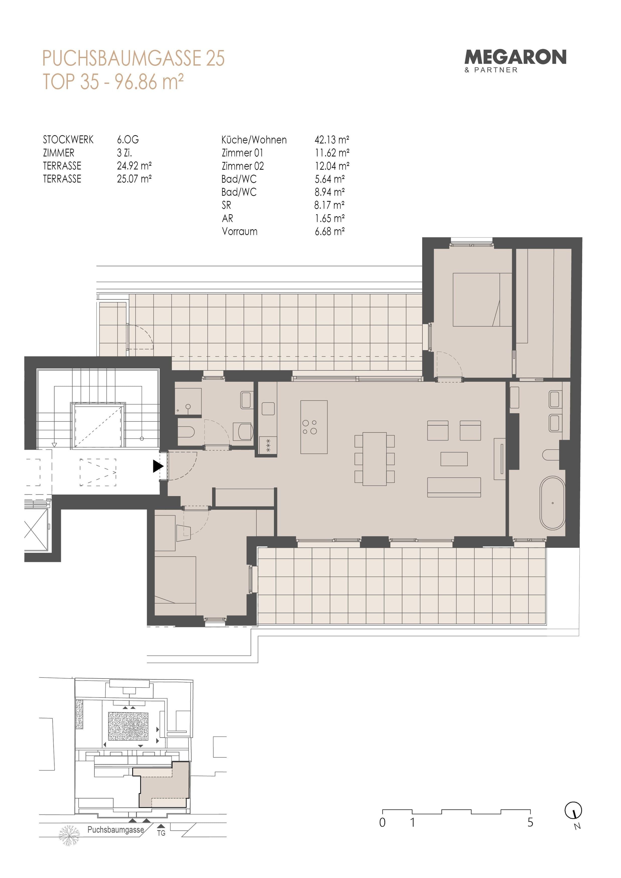Floorplan Top 35 — Karl im X. — 3 Rooms — 96.9 m² — 2. DG