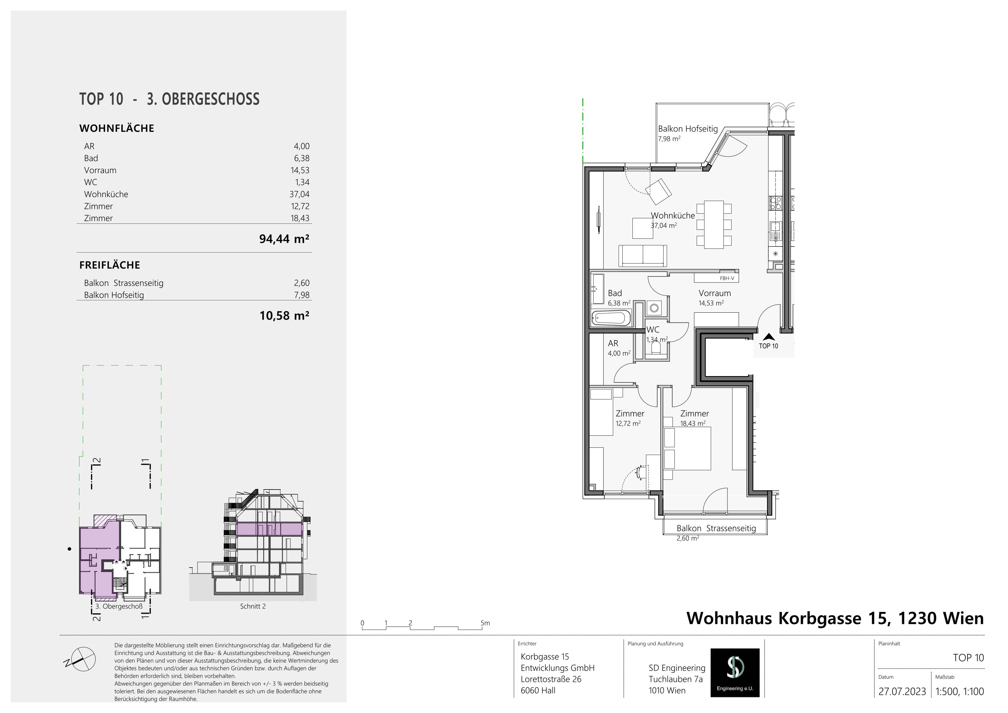 Grundriss Top 10 — Wohnen im Korbgarten — 3 Zimmer — 94,4 m² — 3. OG