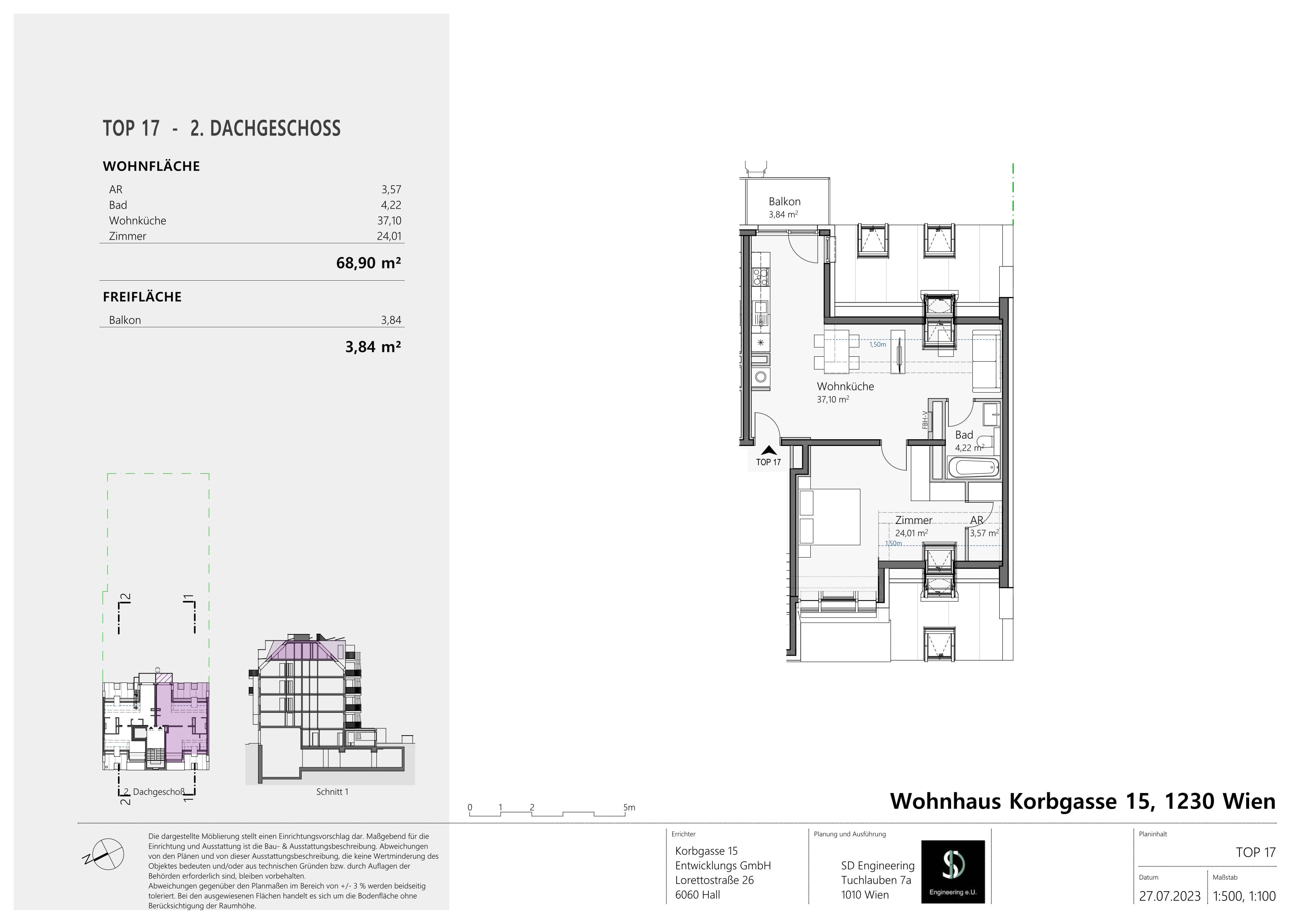 Floorplan Top 17 — Living in the Korbgarten — 2 Rooms — 68.9 m² — 2. DG