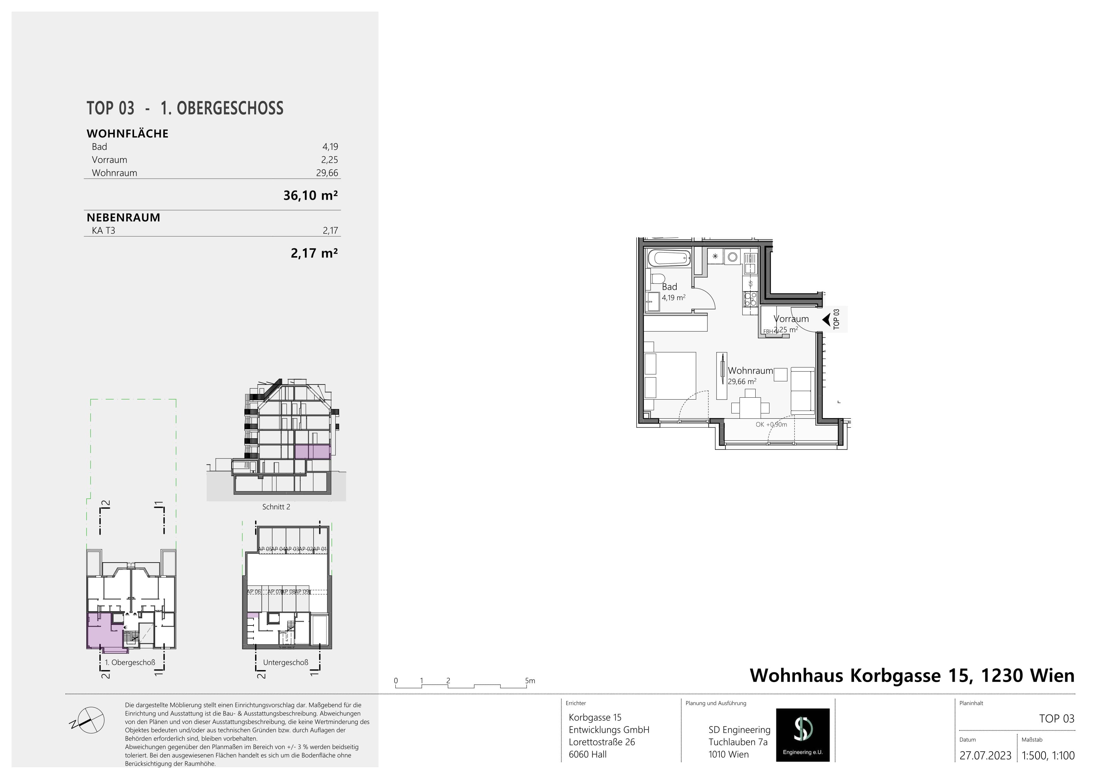 Floorplan Top 03 — Living in the Korbgarten — 1 Rooms — 36.1 m² — 1. OG