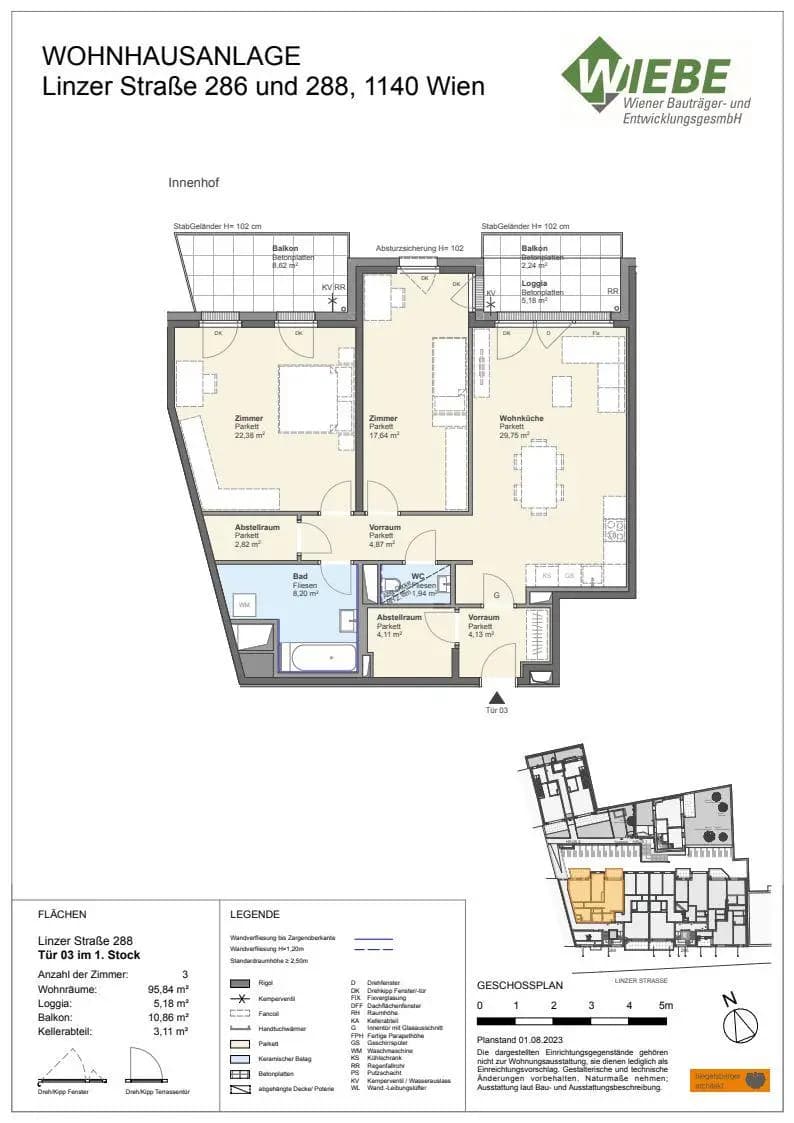 Floorplan Top 3 — Living at Casino Park — 3 Rooms — 95.8 m² — 1