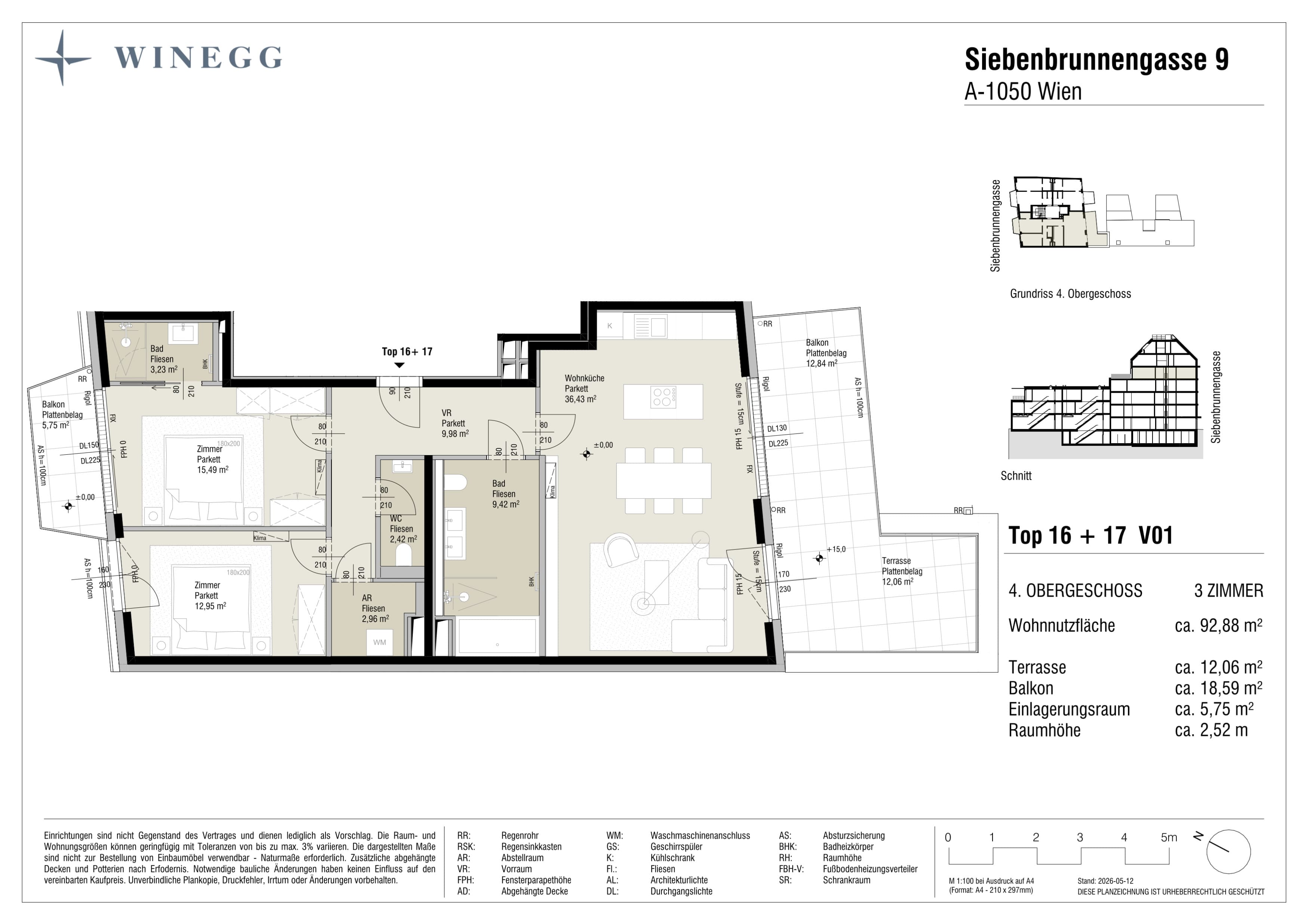Floorplan Top 16+17 / V1 — Margaret — 3 Rooms — 92.9 m² — 4. Etage