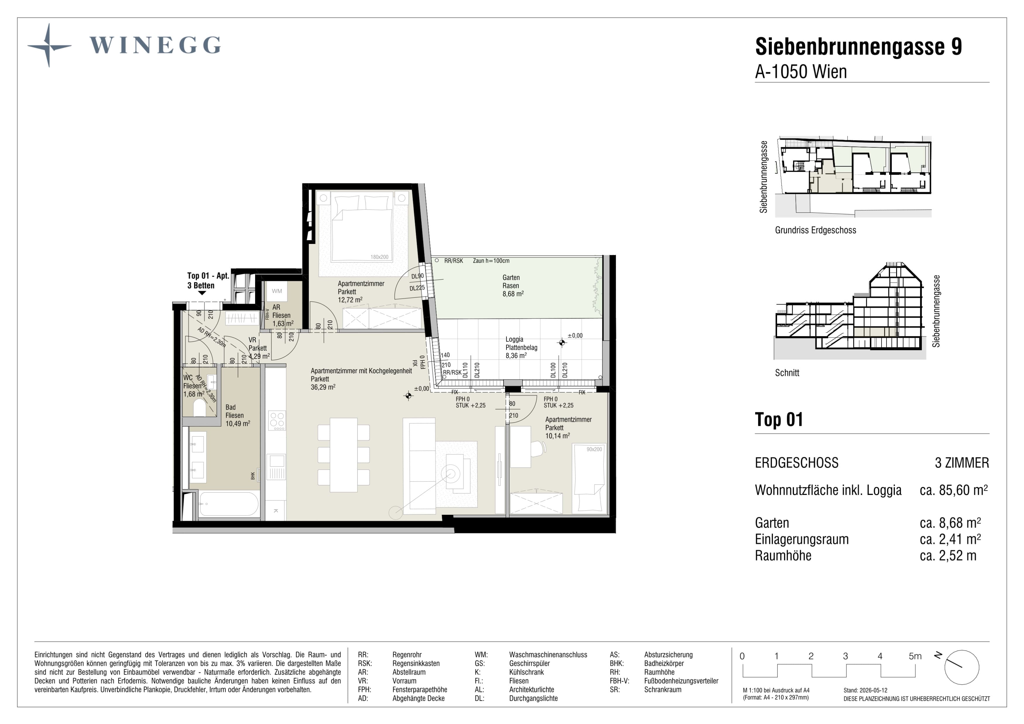 Grundriss Top 1 — Margaret — 3 Zimmer — 85,6 m² — EG