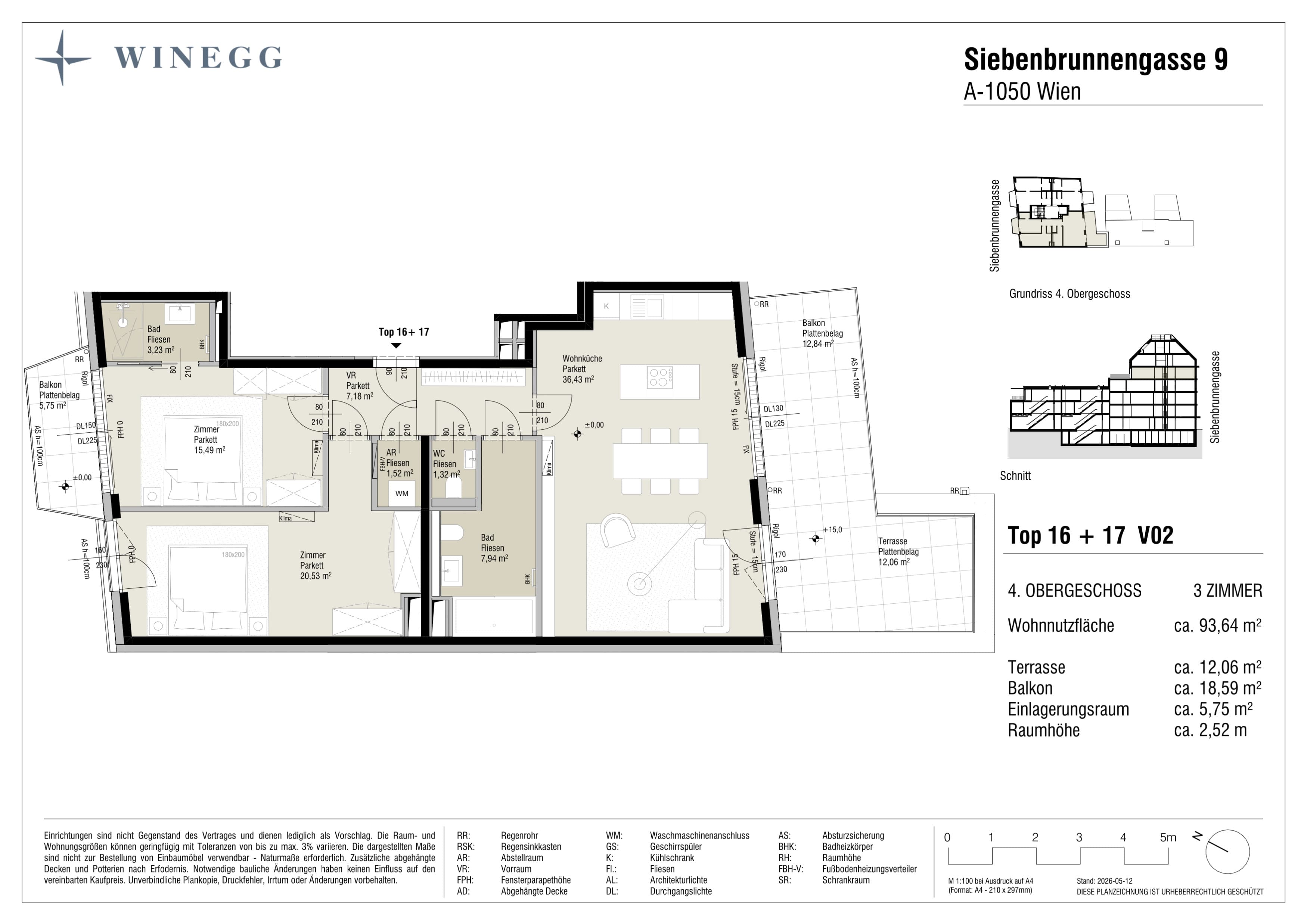 Floorplan Top 16+17 / V2 — Margaret — 3 Rooms — 93.6 m² — 4. Etage
