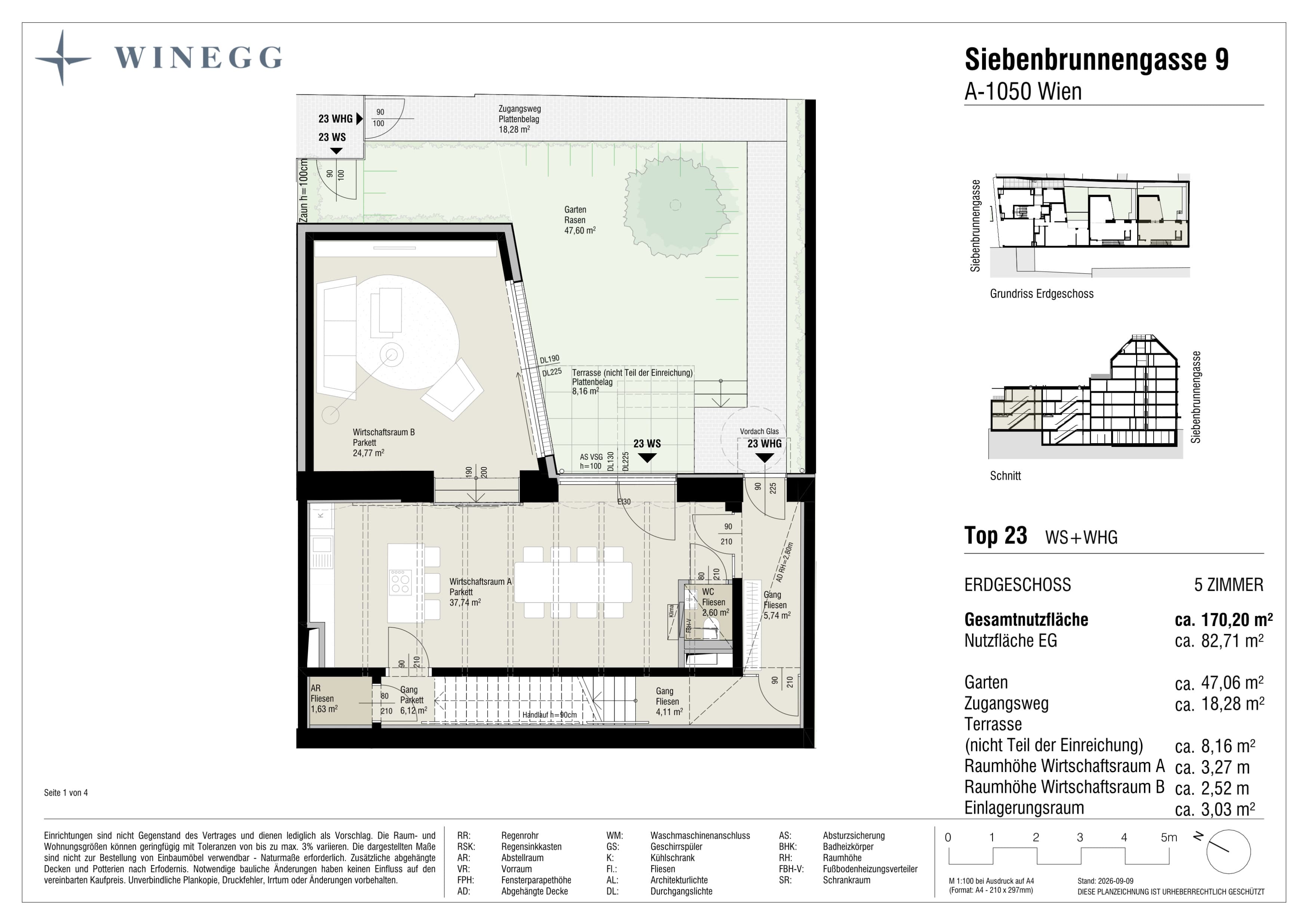 Grundriss Top 23 — Margaret — 4 Zimmer — 158,5 m² — EG — Grundriss 1/4