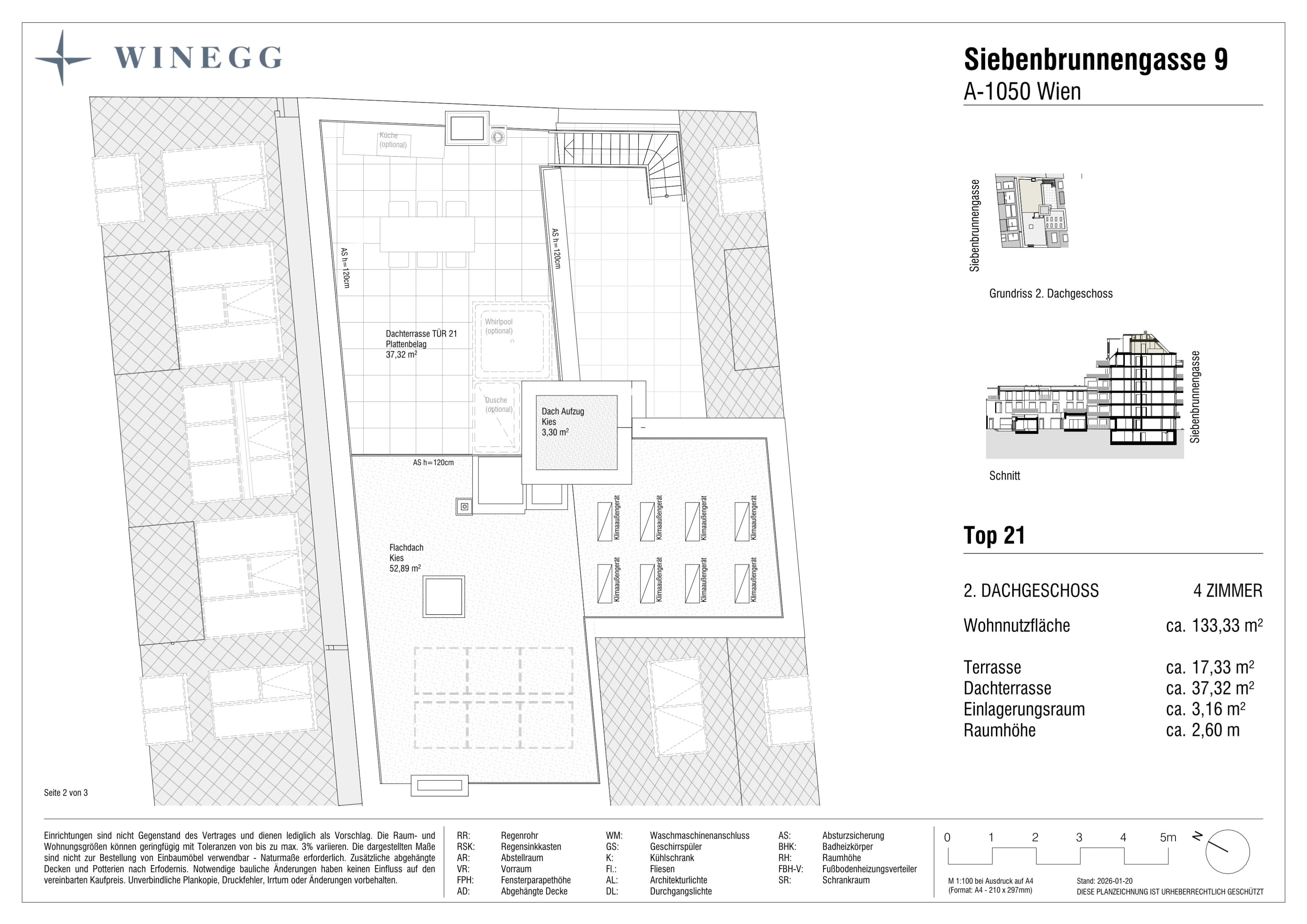 Grundriss Top 21 — Margaret — 4 Zimmer — 133,3 m² — 2. DG — Grundriss 2/3
