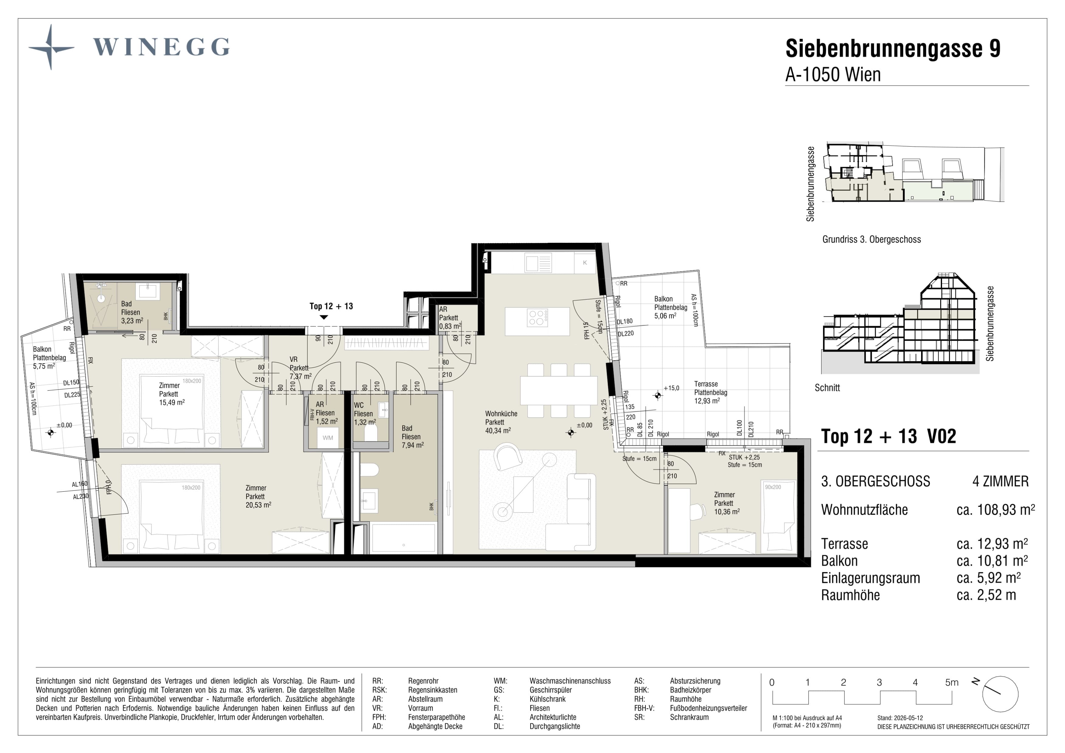 Floorplan Top 12+13 / V2 — Margaret — 4 Rooms — 108.9 m² — 3. Etage