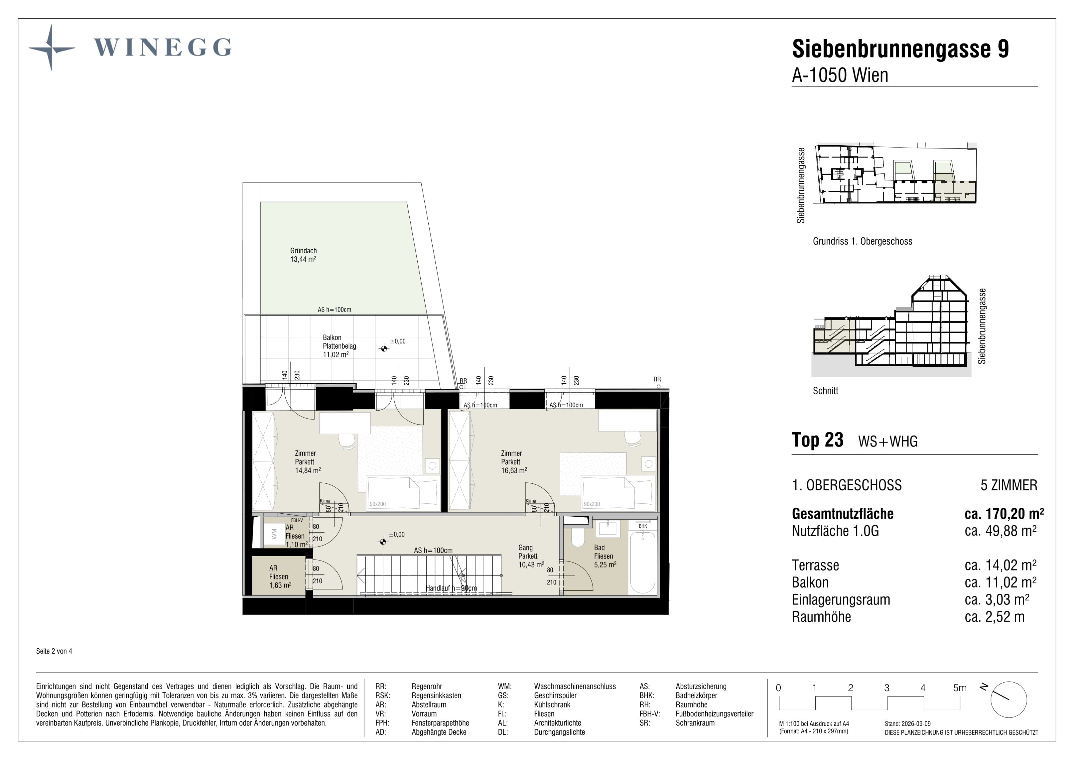 Grundriss Top 23 — Margaret — 4 Zimmer — 158,5 m² — EG — Grundriss 2/4