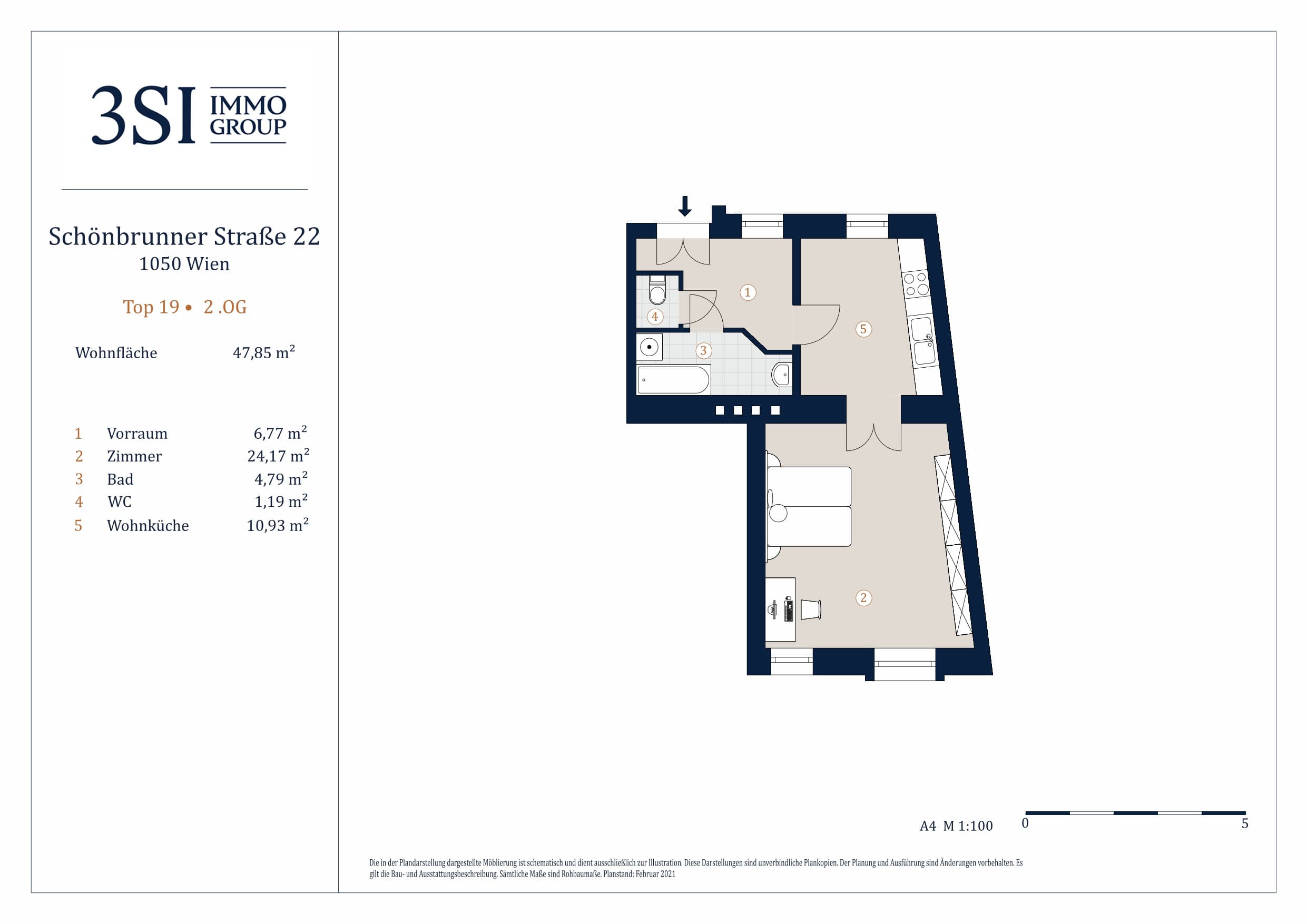 Floorplan Top 19 — MARGRET'S — 2 Rooms — 47.9 m² — 2. OG