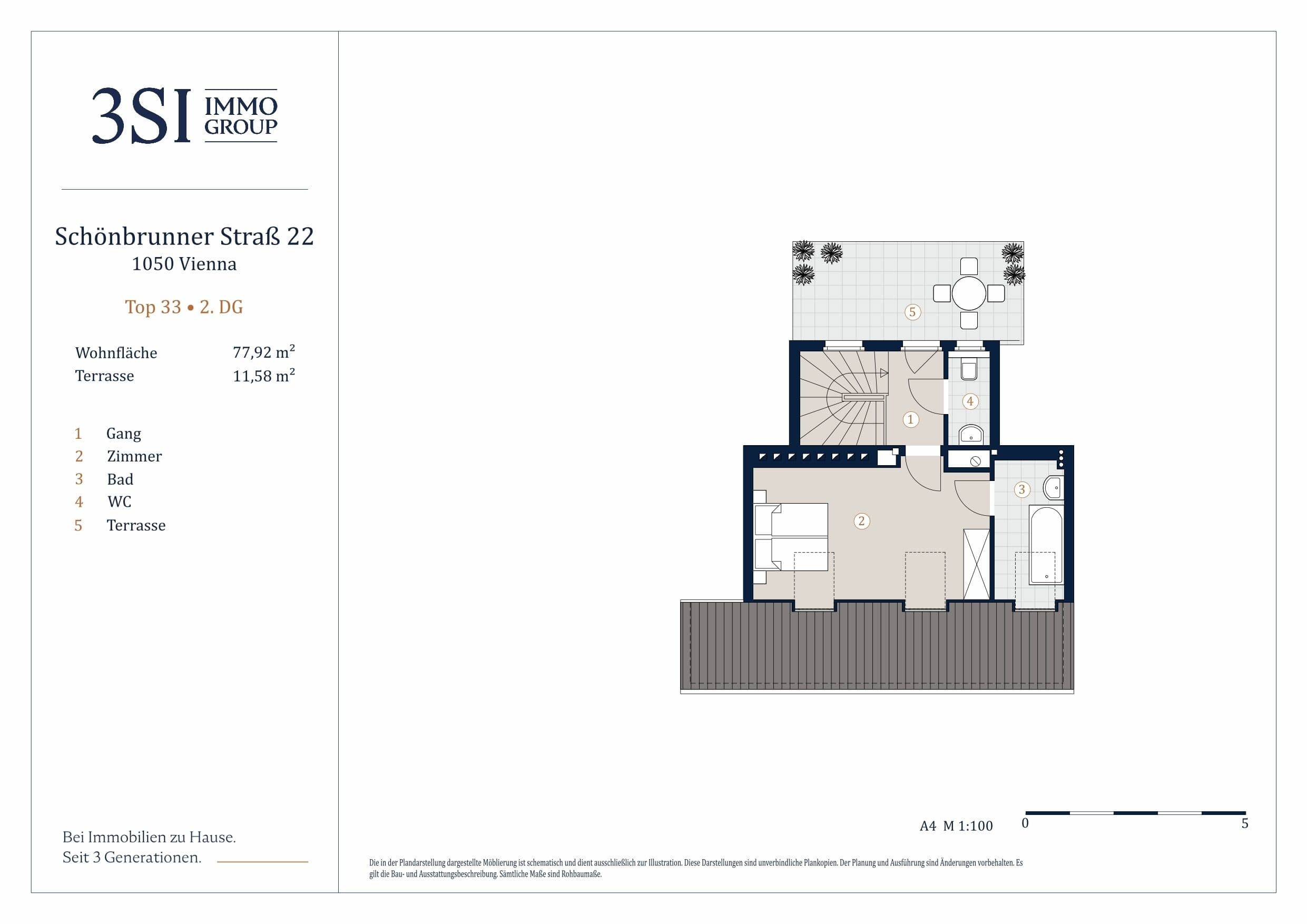 Grundriss Top 33 — MARGRET'S — 2 Zimmer — 77,9 m² — DG — Grundriss 2/2