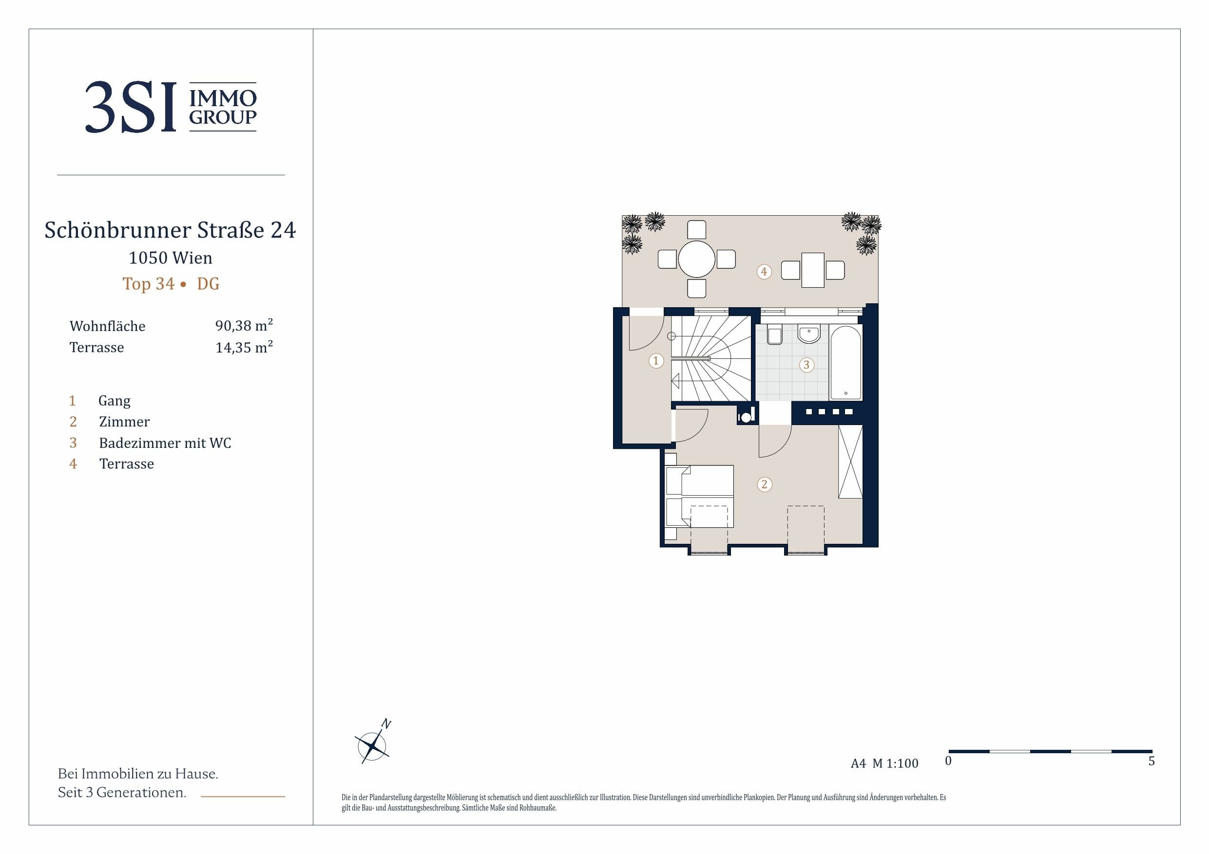 Grundriss Top 1/34 — MARGRET'S — 3 Zimmer — 90,4 m² — DG — Grundriss 2/2