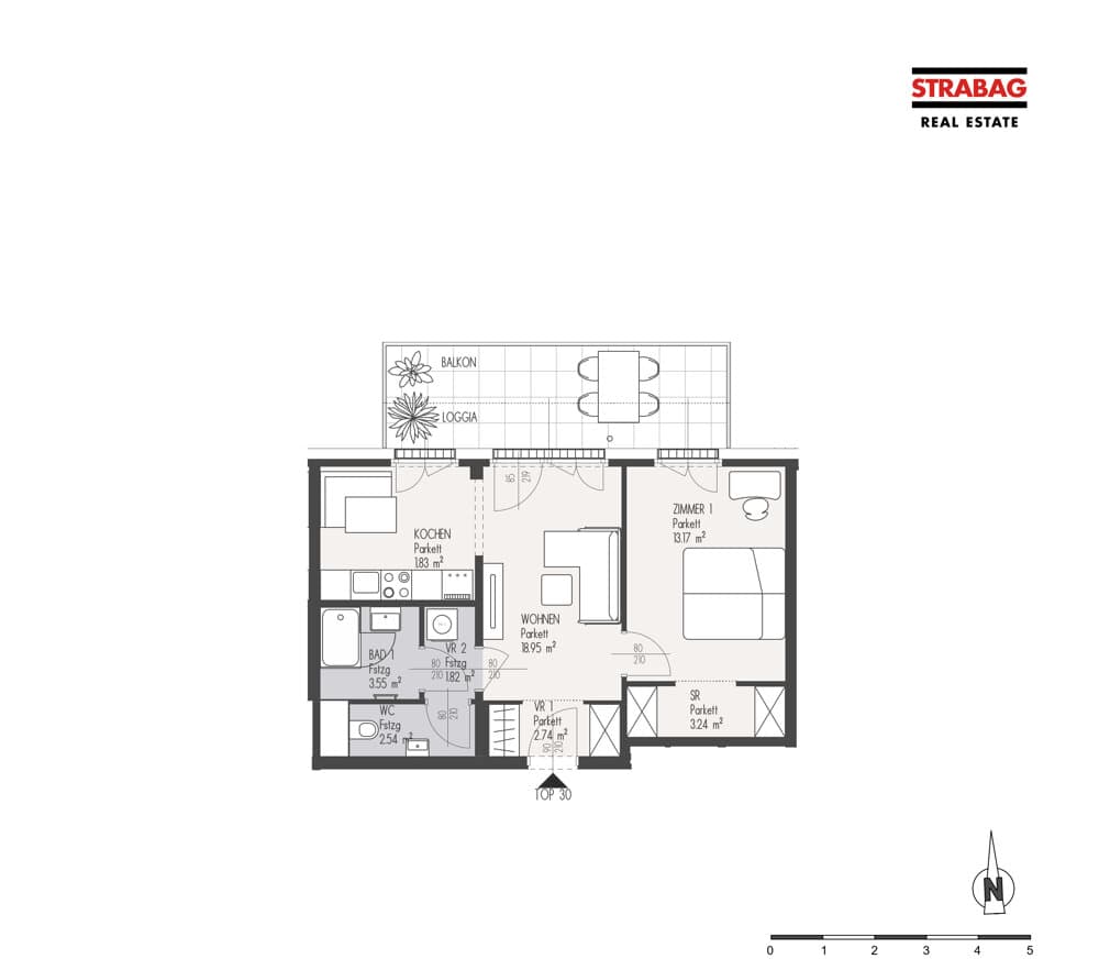 Grundriss Top 30 — Mein:G — 2 Zimmer — 47,8 m² — 1. OG