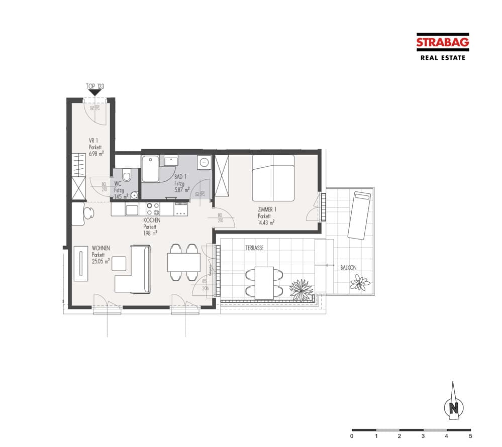 Floorplan Top 123 — Mein:G — 2 Rooms — 55.8 m² — 6. OG