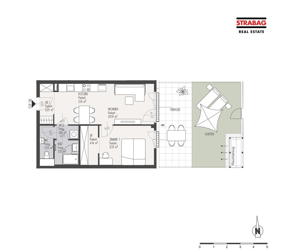 Grundriss Top 8 — Mein:G — 2 Zimmer — 50,5 m² — EG
