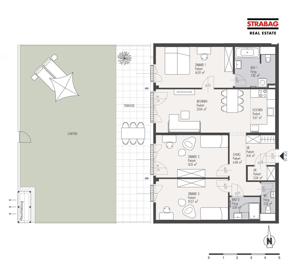Grundriss Top 3 — Mein:G — 4 Zimmer — 102,5 m² — EG