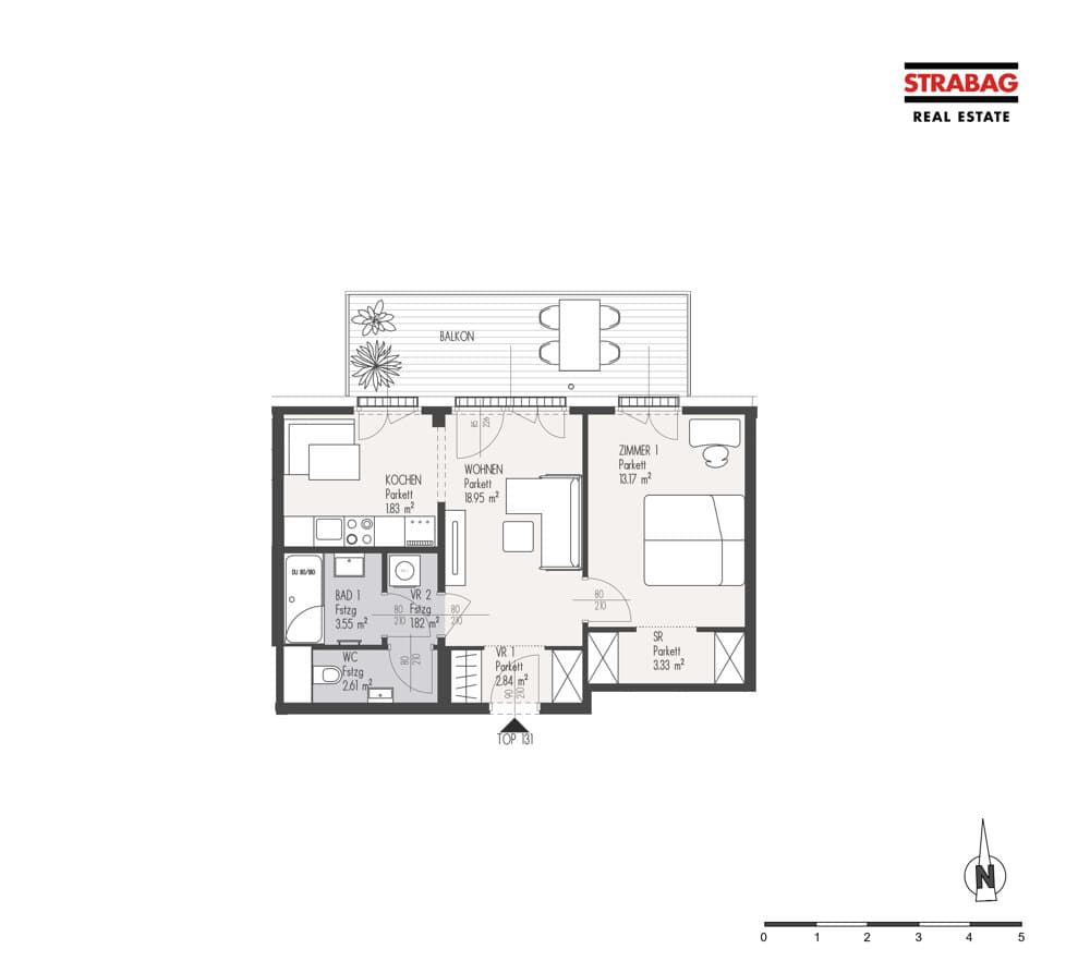 Grundriss Top 131 — Mein:G — 2 Zimmer — 48,1 m² — 7. OG