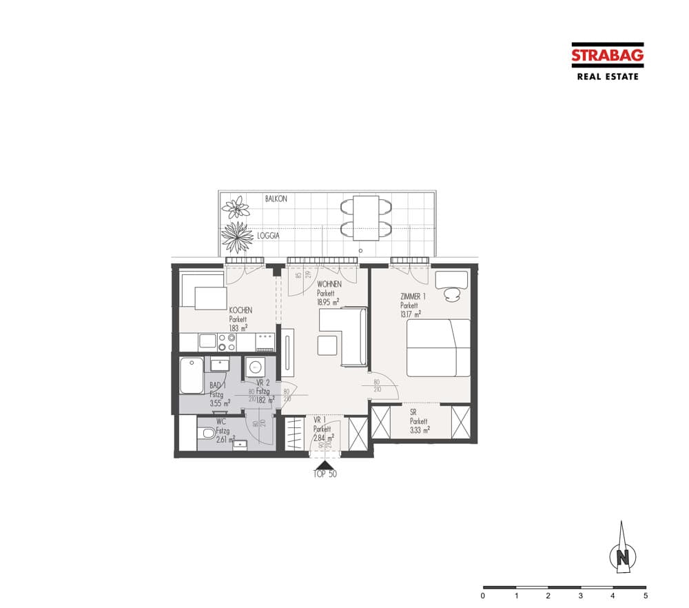 Grundriss Top 50 — Mein:G — 2 Zimmer — 48,1 m² — 3. OG