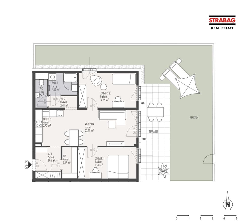 Grundriss Top 5 — Mein:G — 3 Zimmer — 73,7 m² — EG