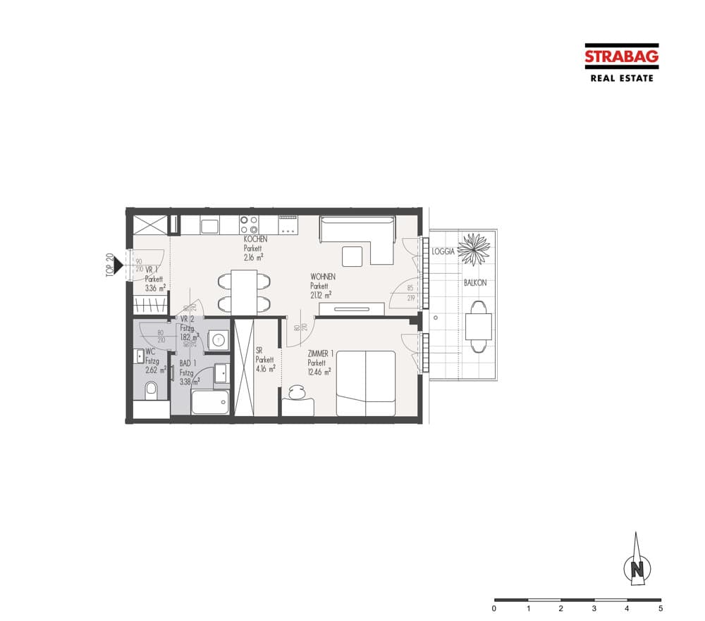 Grundriss Top 20 — Mein:G — 2 Zimmer — 51,1 m² — 1. OG