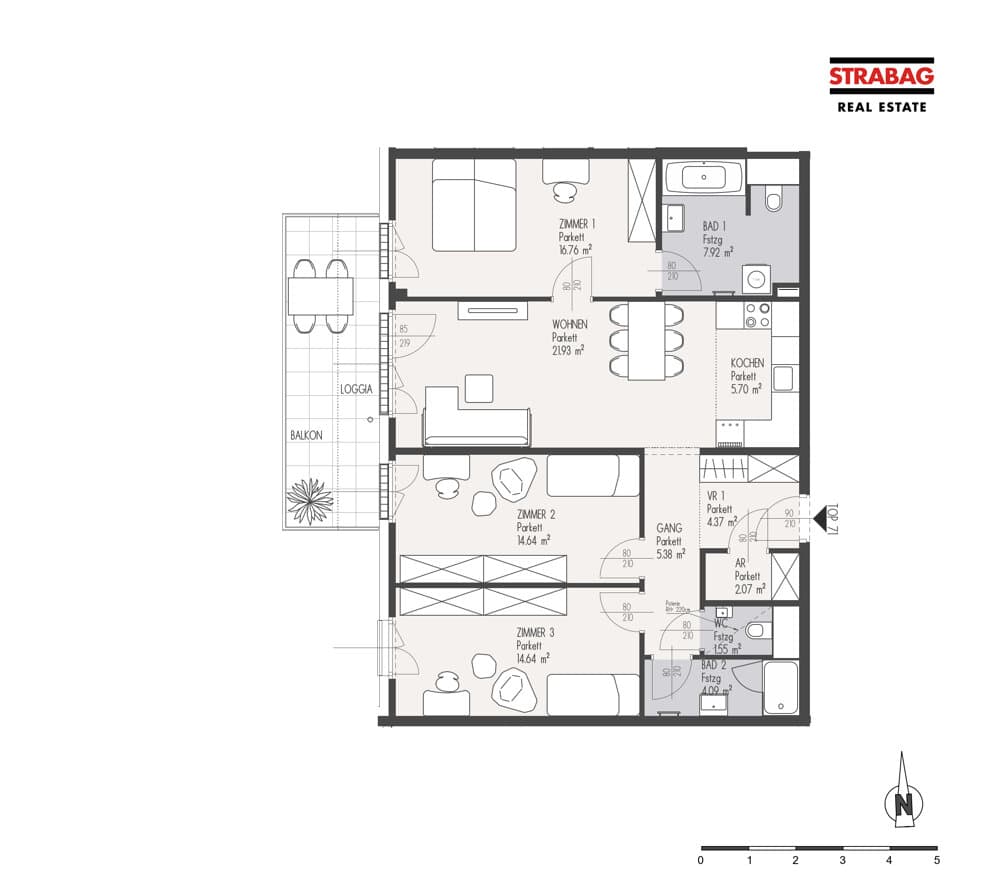 Grundriss Top 71 — Mein:G — 4 Zimmer — 99,1 m² — 4. OG