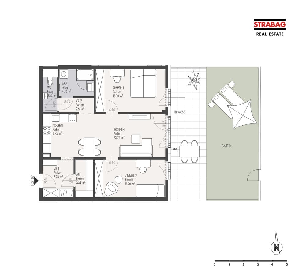 Grundriss Top 7 — Mein:G — 3 Zimmer — 73,8 m² — EG