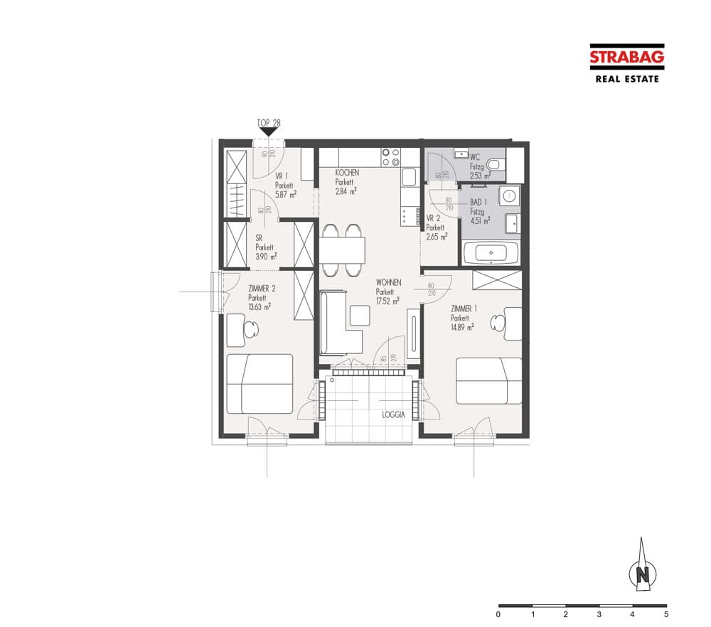 Grundriss Top 28 — Mein:G — 3 Zimmer — 68,3 m² — 1. OG