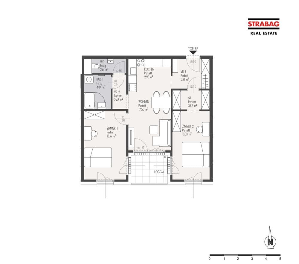 Grundriss Top 85 — Mein:G — 3 Zimmer — 68,6 m² — 4. OG