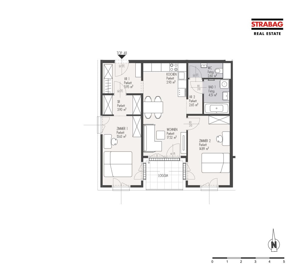 Grundriss Top 48 — Mein:G — 3 Zimmer — 68,6 m² — 2. OG