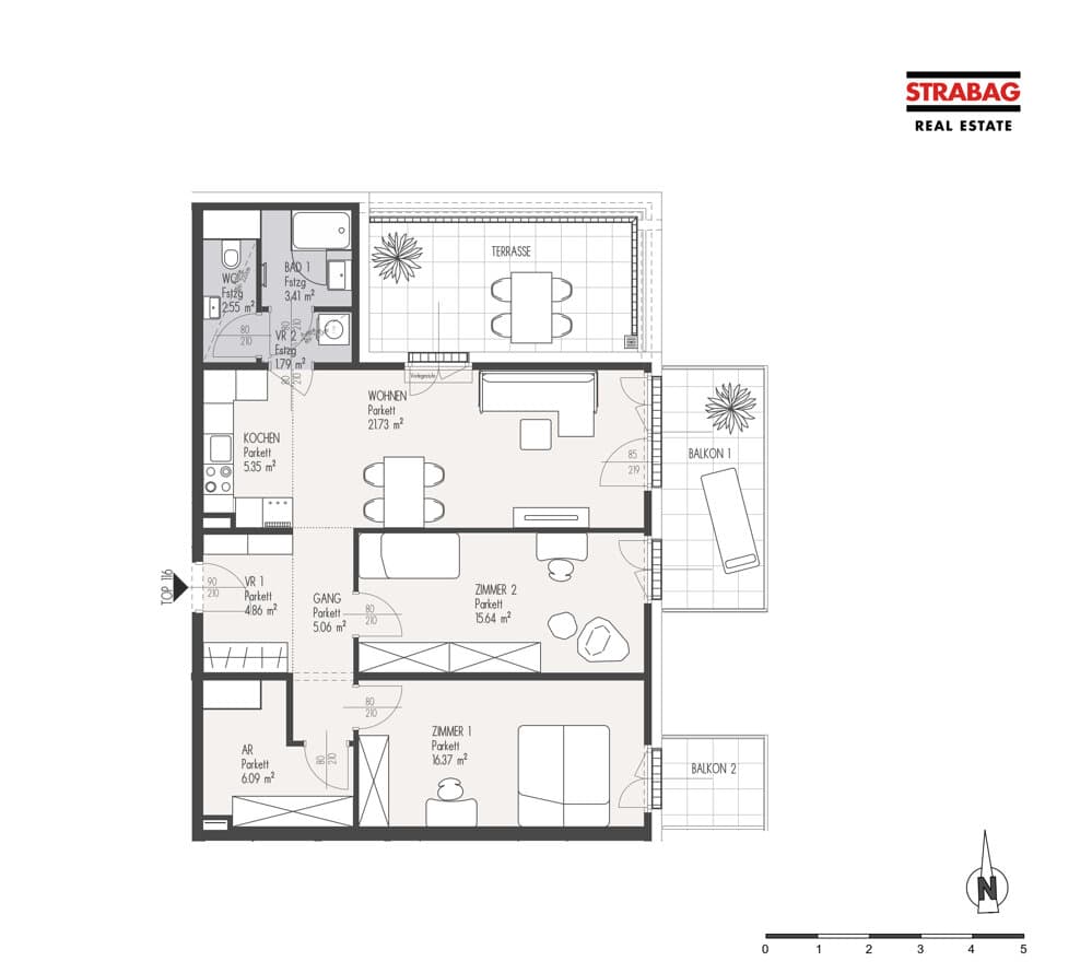 Floorplan Top 116 — Mein:G — 3 Rooms — 82.9 m² — 6. OG