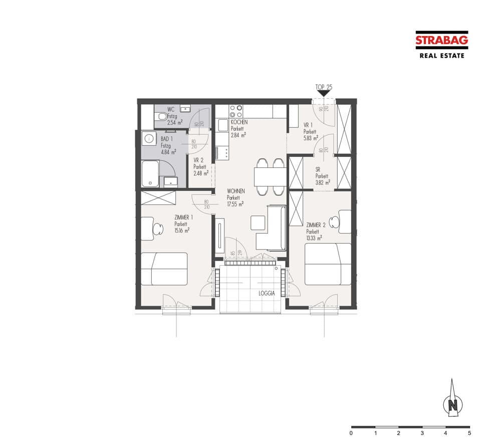 Grundriss Top 25 — Mein:G — 3 Zimmer — 68,4 m² — 1. OG