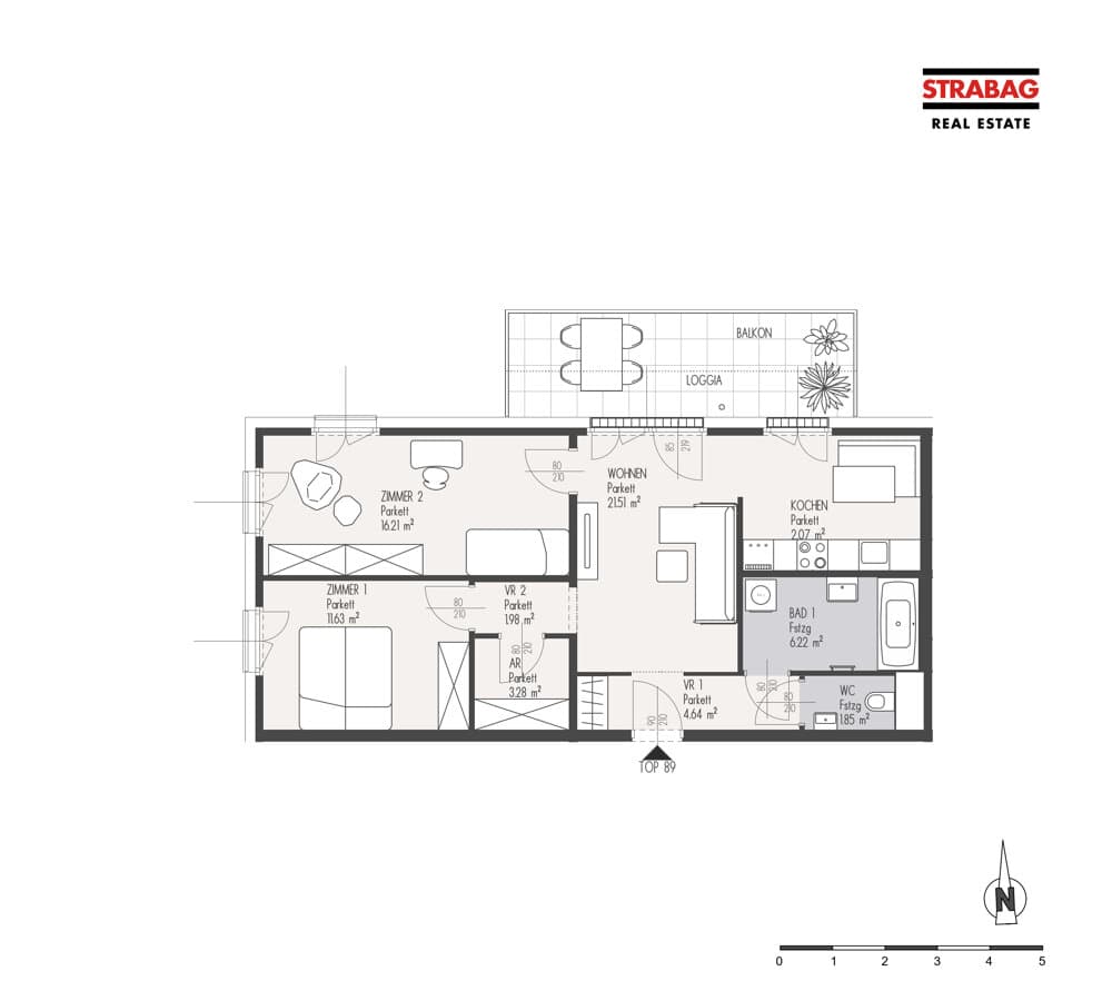 Grundriss Top 89 — Mein:G — 3 Zimmer — 69,4 m² — 4. OG