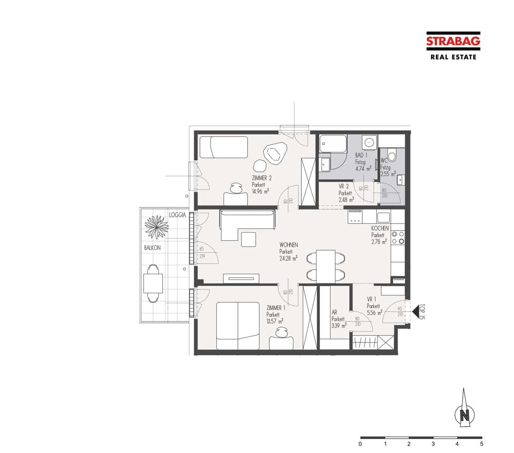 Floorplan Top 15 — Mein:G — 3 Rooms — 74.3 m² — 1. OG