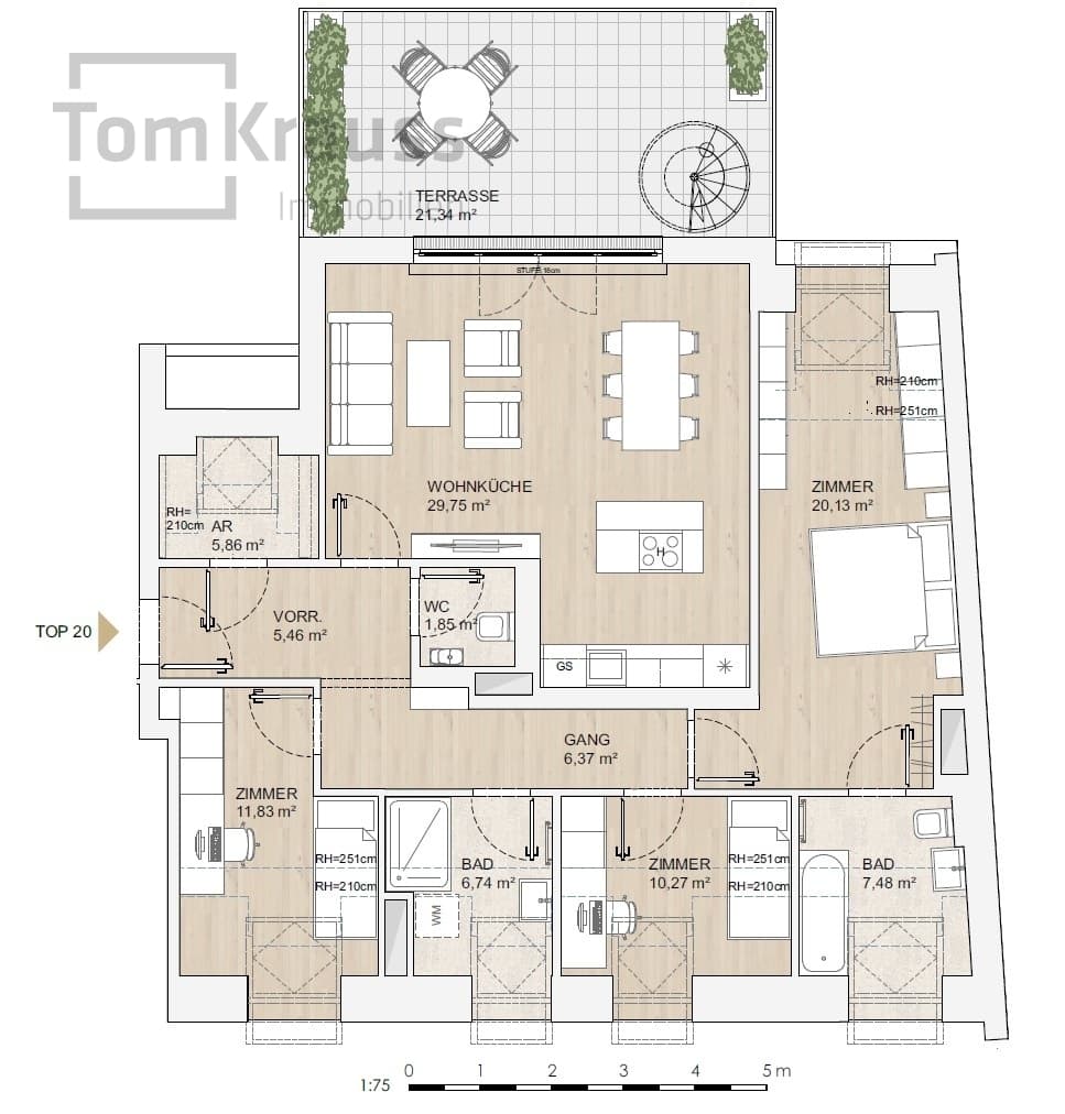 Grundriss Top 20 — MORE VIENNA — 4 Zimmer — 105,8 m² — DG