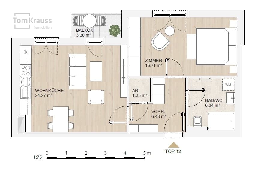 Floorplan Top 12 — MORE VIENNA — 2 Rooms — 55.1 m²