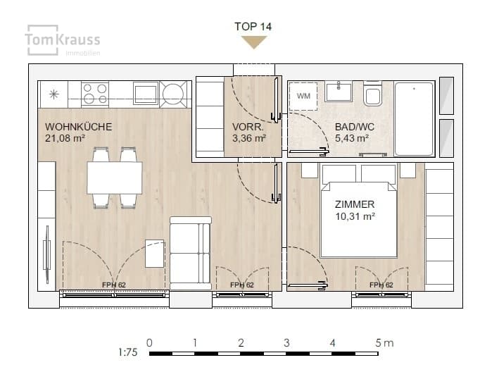Floorplan Top 14 — MORE VIENNA — 2 Rooms — 40.2 m²