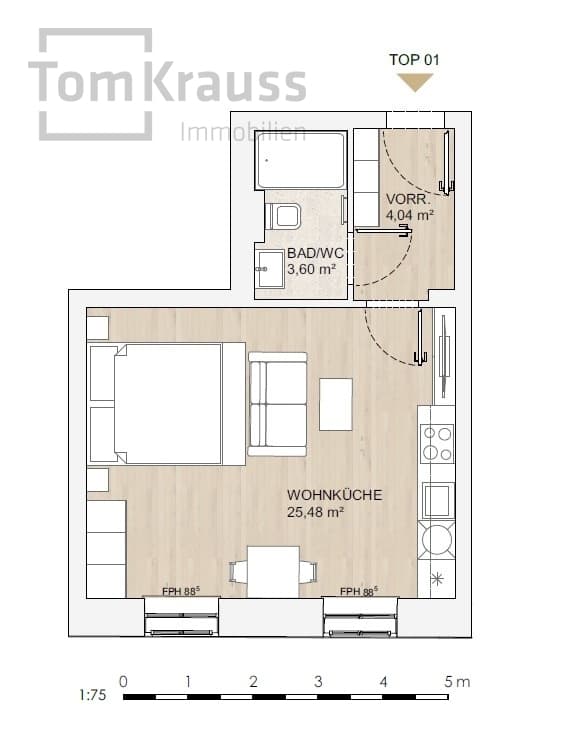 Floorplan Top 1 AP — MORE VIENNA — 1 Rooms — 33.1 m²