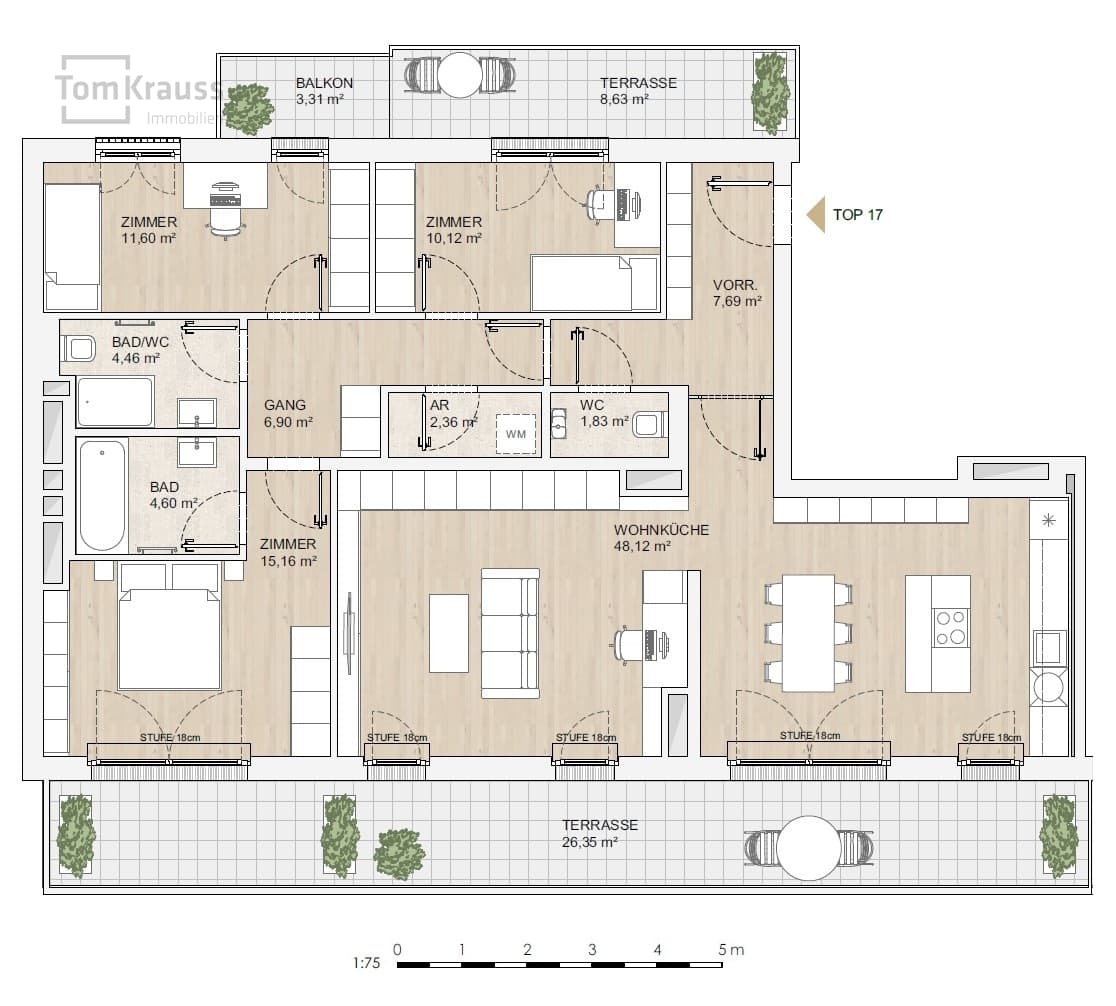 Grundriss Top 17 — MORE VIENNA — 4 Zimmer — 112,8 m² — DG