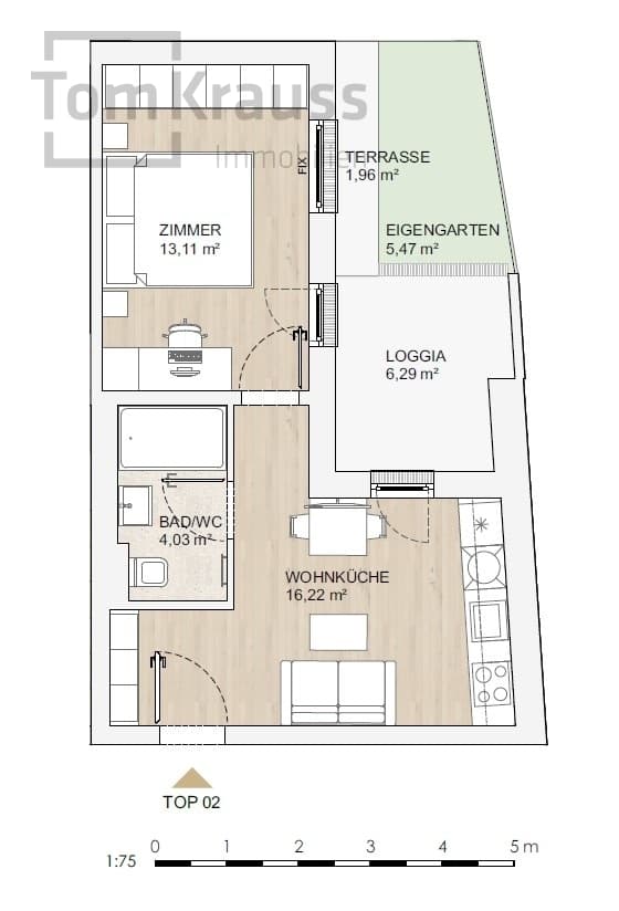 Grundriss Top 2 AP — MORE VIENNA — 2 Zimmer — 39,7 m²