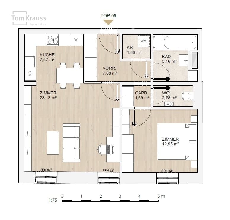 Grundriss Top 5 — MORE VIENNA — 2 Zimmer — 62,7 m²